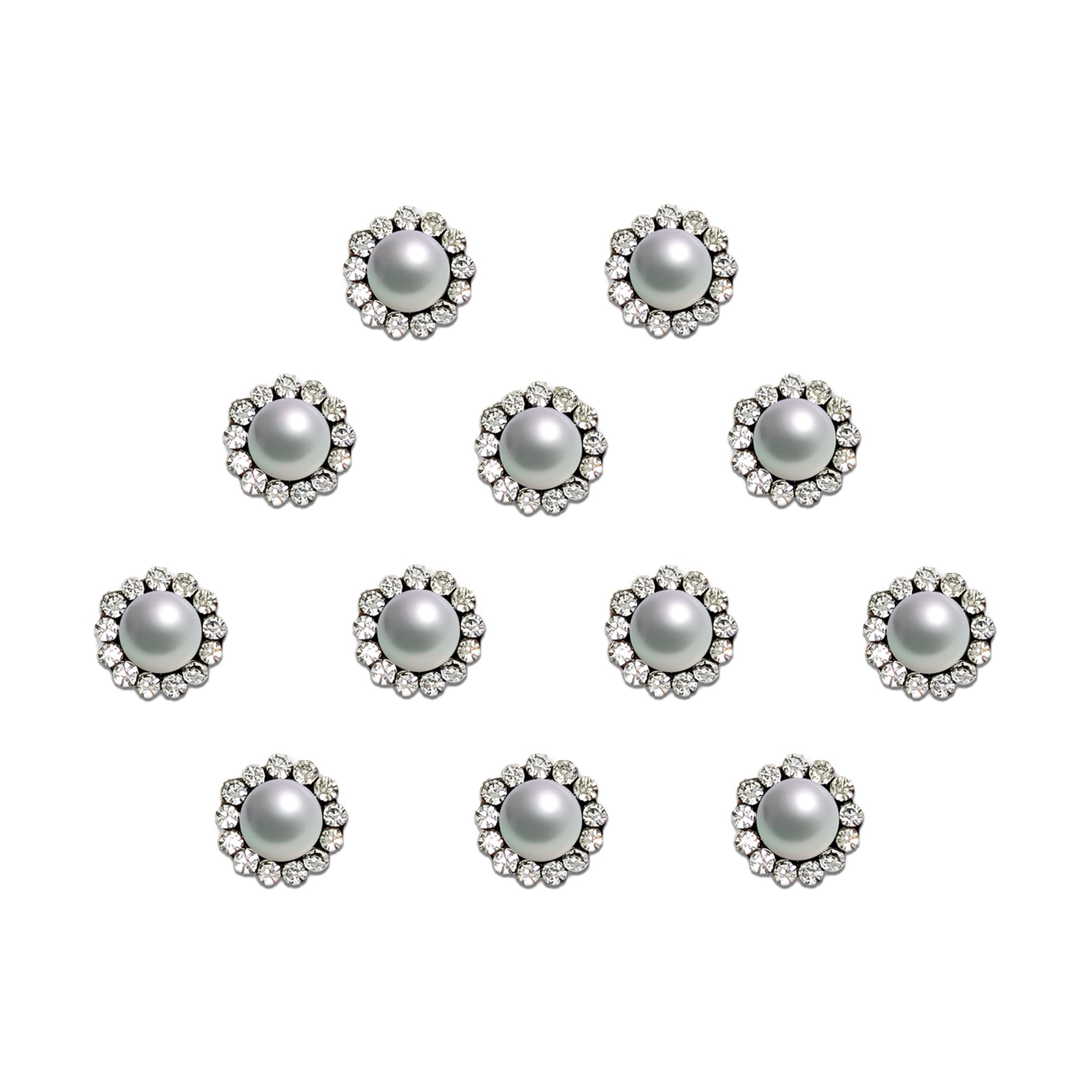 Comet Busters Pearl Halo Stone Bindi featuring an 8mm white pearl center surrounded by sparkling crystal stones in a round floral pattern. Premium self-adhesive designer bindis ideal for bridal wear, festive occasions, parties, weddings, and traditional ethnic looks.