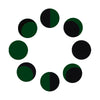 Comet Busters® Phases of Moon Bindis – 13mm Green & Black Velvet Round Bindis (8 Bindis)(BIN2676)