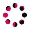 Comet Busters® Phases of Moon Bindis – 10mm Pink & Black Velvet Round Bindis (8 Bindis)(BIN2674)