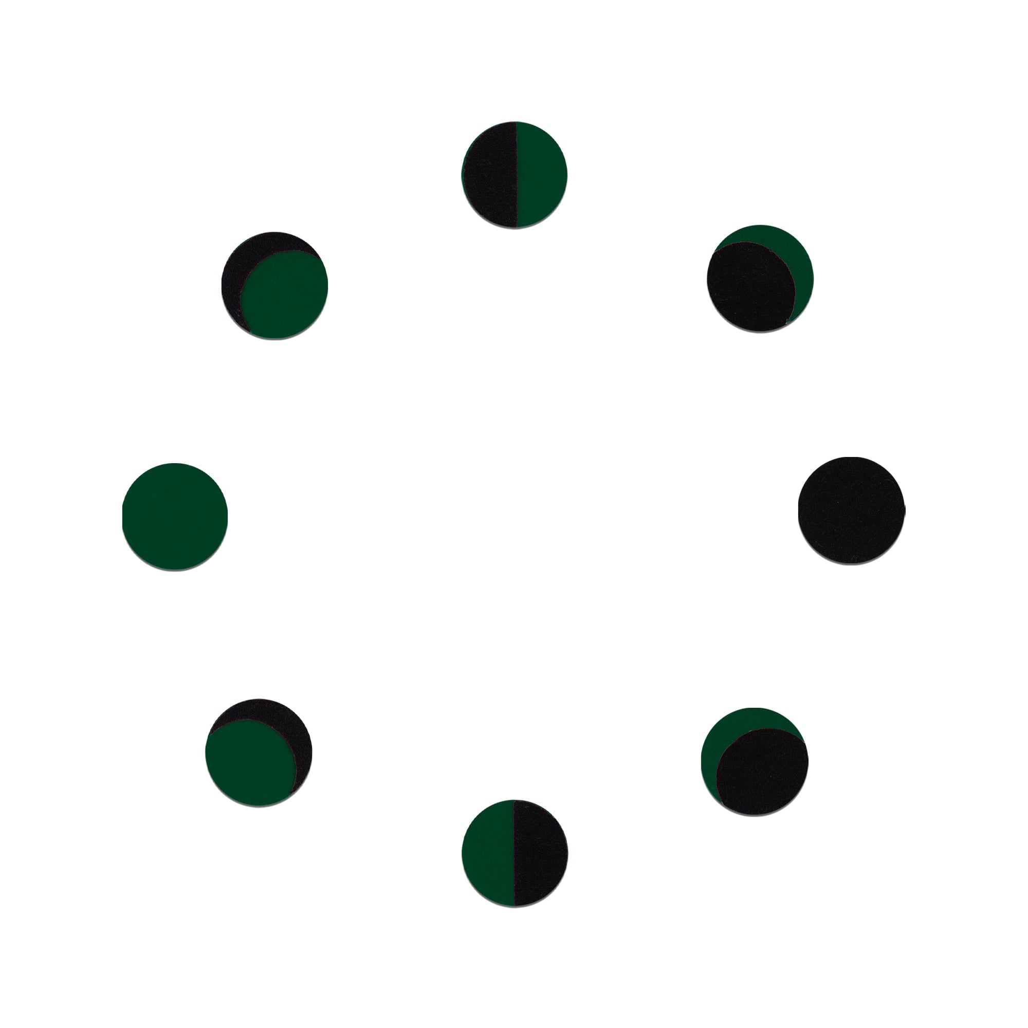 Comet Busters dark green and black phase of moon bindi set featuring circular moon phase designs in a velvet finish for women and girls.