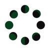 Comet Busters® Phases of Moon Bindis – 10mm Green & Black Velvet Round Bindis (8 Bindis)(BIN2677)