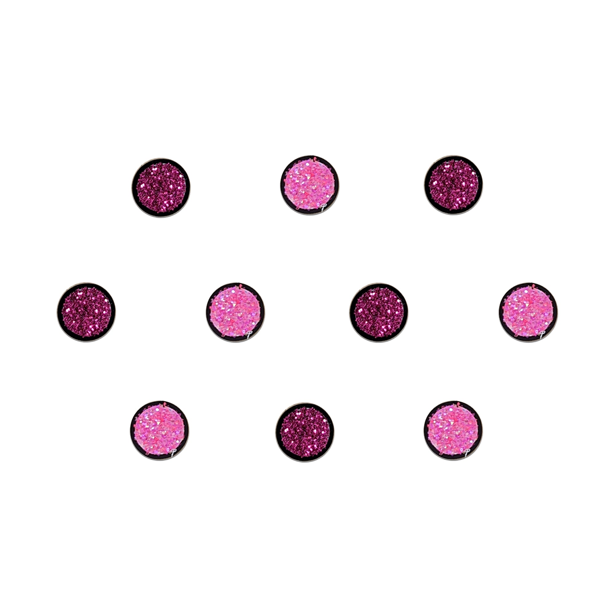 Comet Busters Pink glitter dot bindis featuring vibrant sparkling shades for festive, party, and traditional wear.