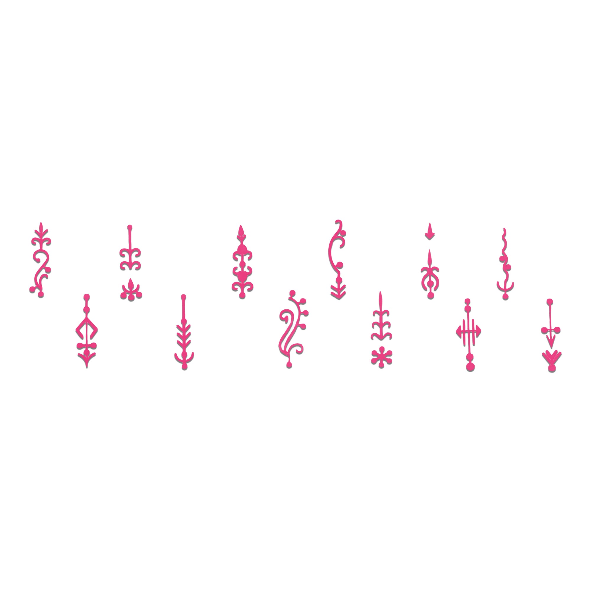 Comet Busters Pink designer bindi set with artistic vertical ethnic motifs suitable for festive, religious, and everyday wear.