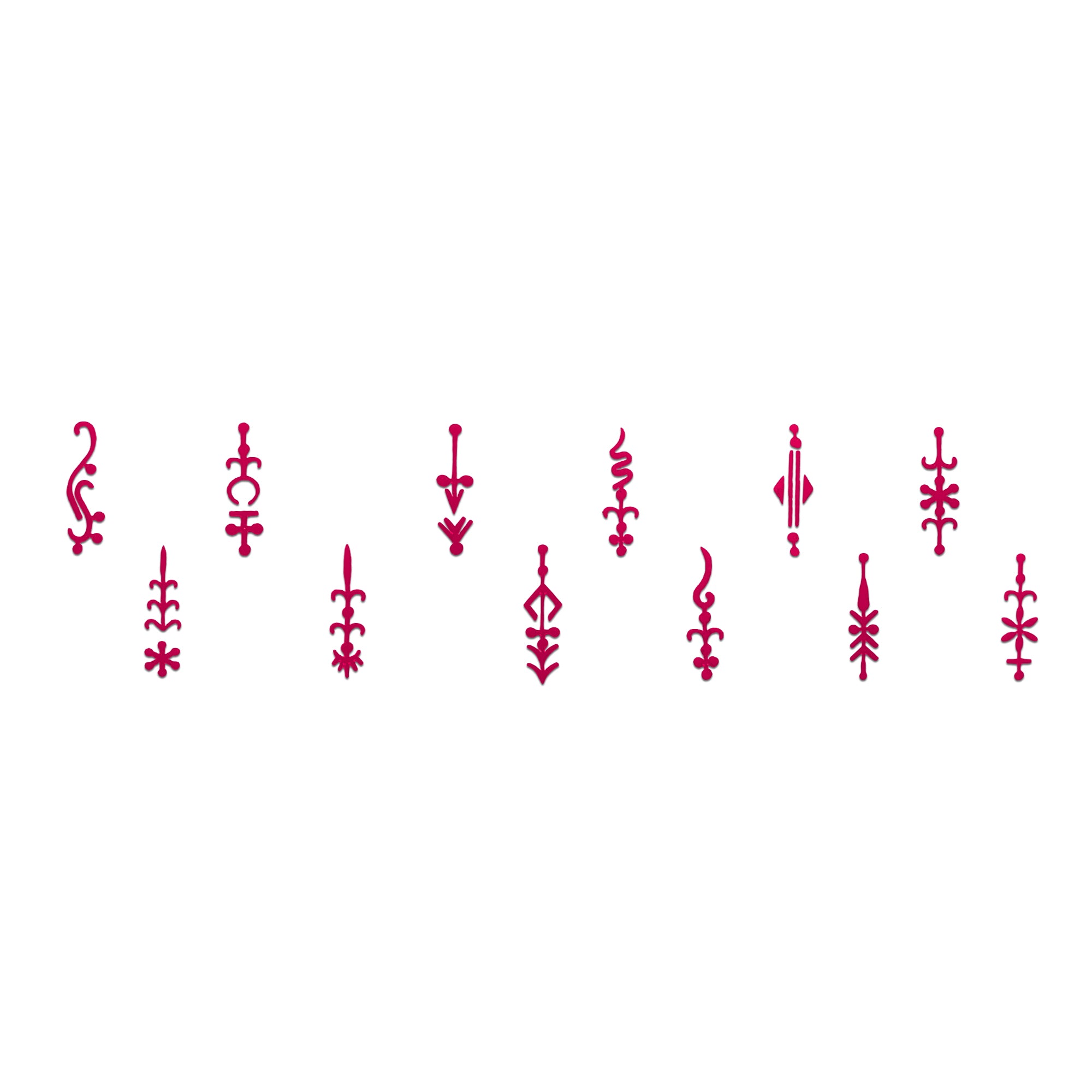 Comet Busters Pink assorted traditional designer bindi collection featuring elegant vertical decorative forehead bindis for women and girls.