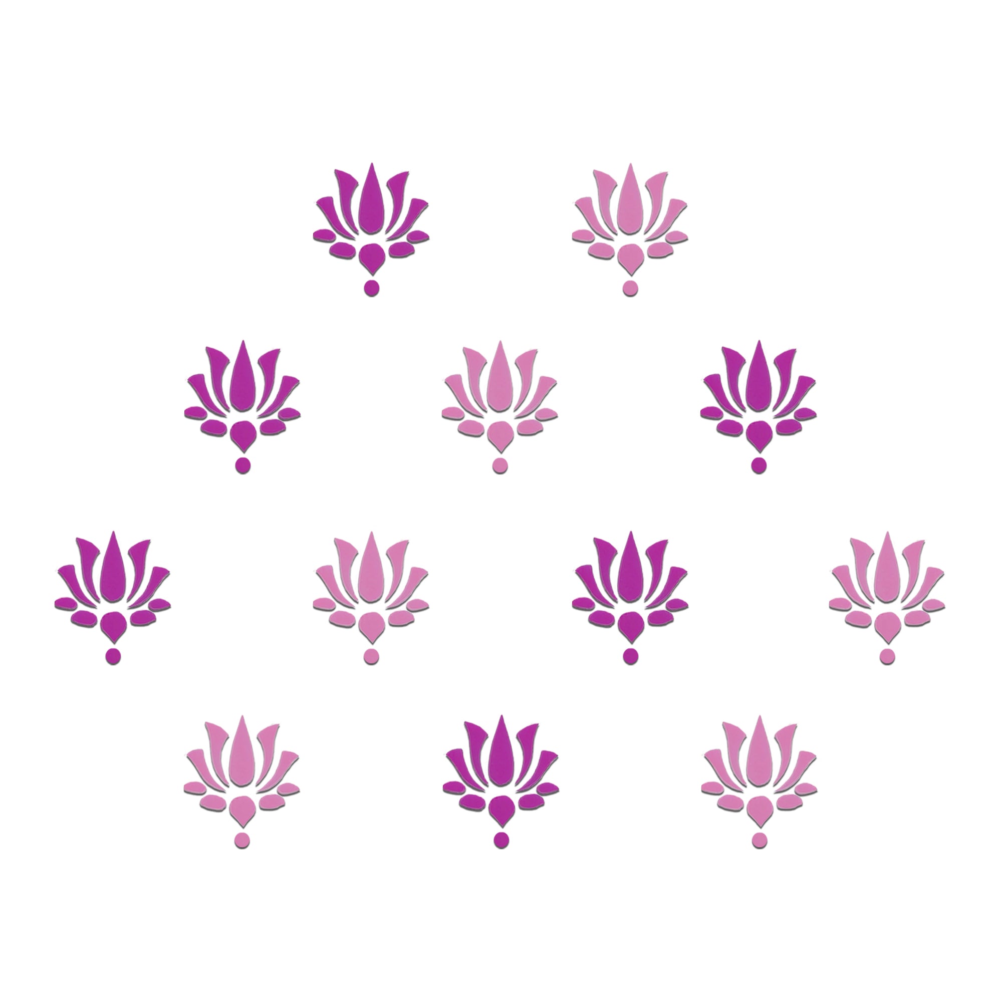Comet Busters pink and purple lotus design bindi stickers with white detailing for women and girls