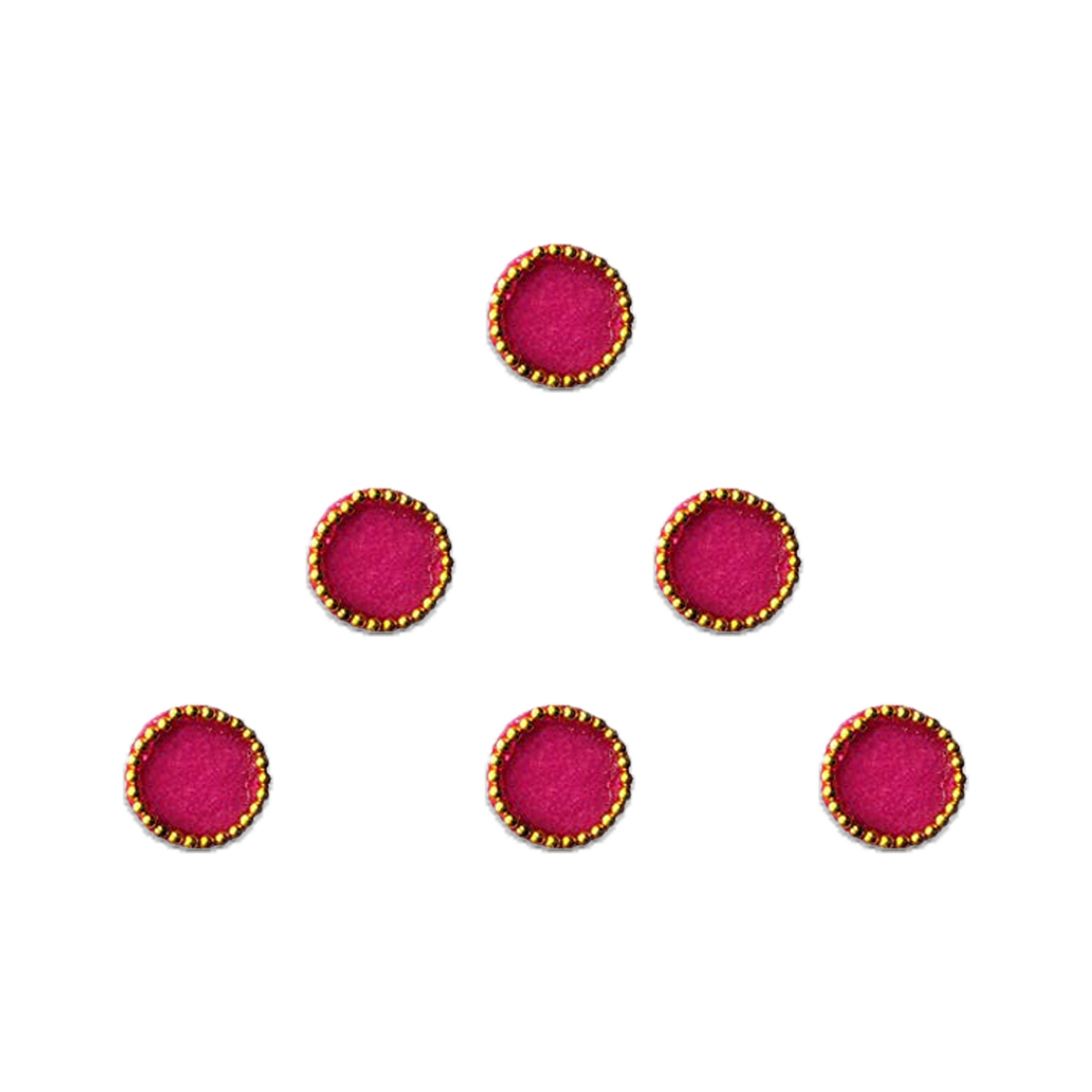 Comet Busters Pink Velvet Round Bindi with Golden Beaded Border | Classic Plain Designer Bindi for Women & Girls