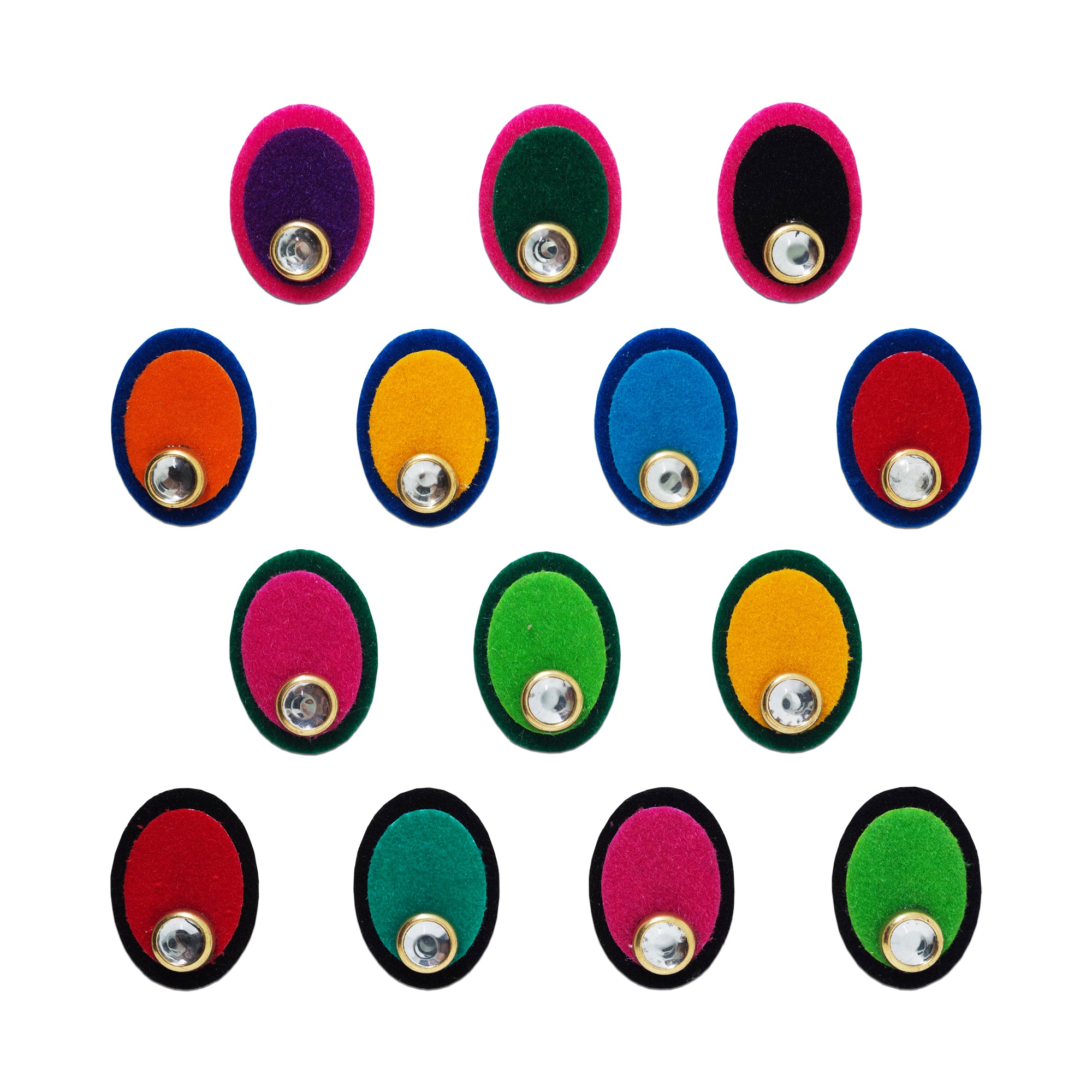 Indira by Comet Busters® Premium Multicolor Oval Velvet Stone Bindi | Designer Self-Adhesive Bindis for Women & Girls