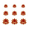 Indira Premium Designer Bindi – Red & Gold Lotus Bindis (12mm • 15mm • 18mm)- 9 Bindis (INDI046)