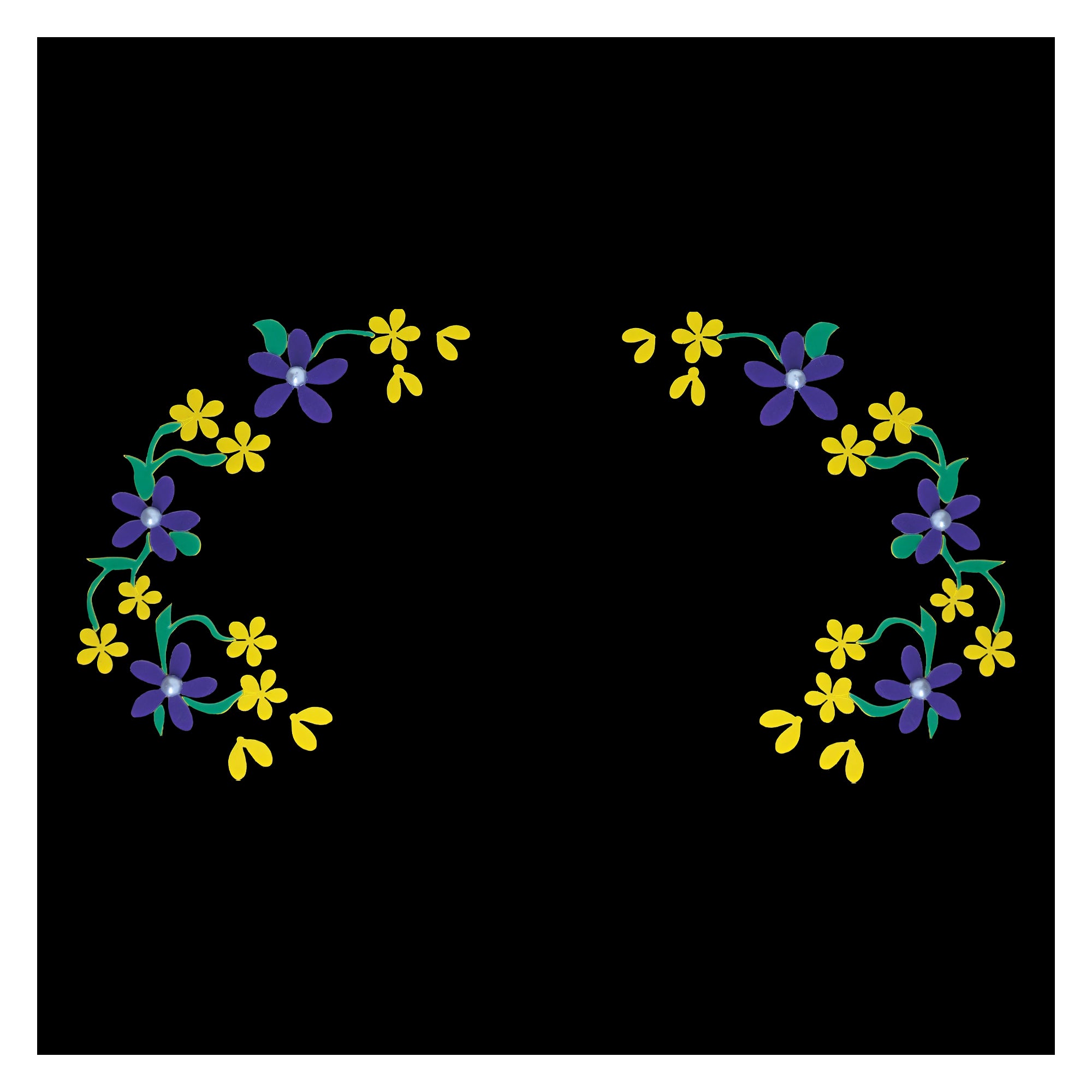 Purple and yellow floral gopi dot Bindis 
