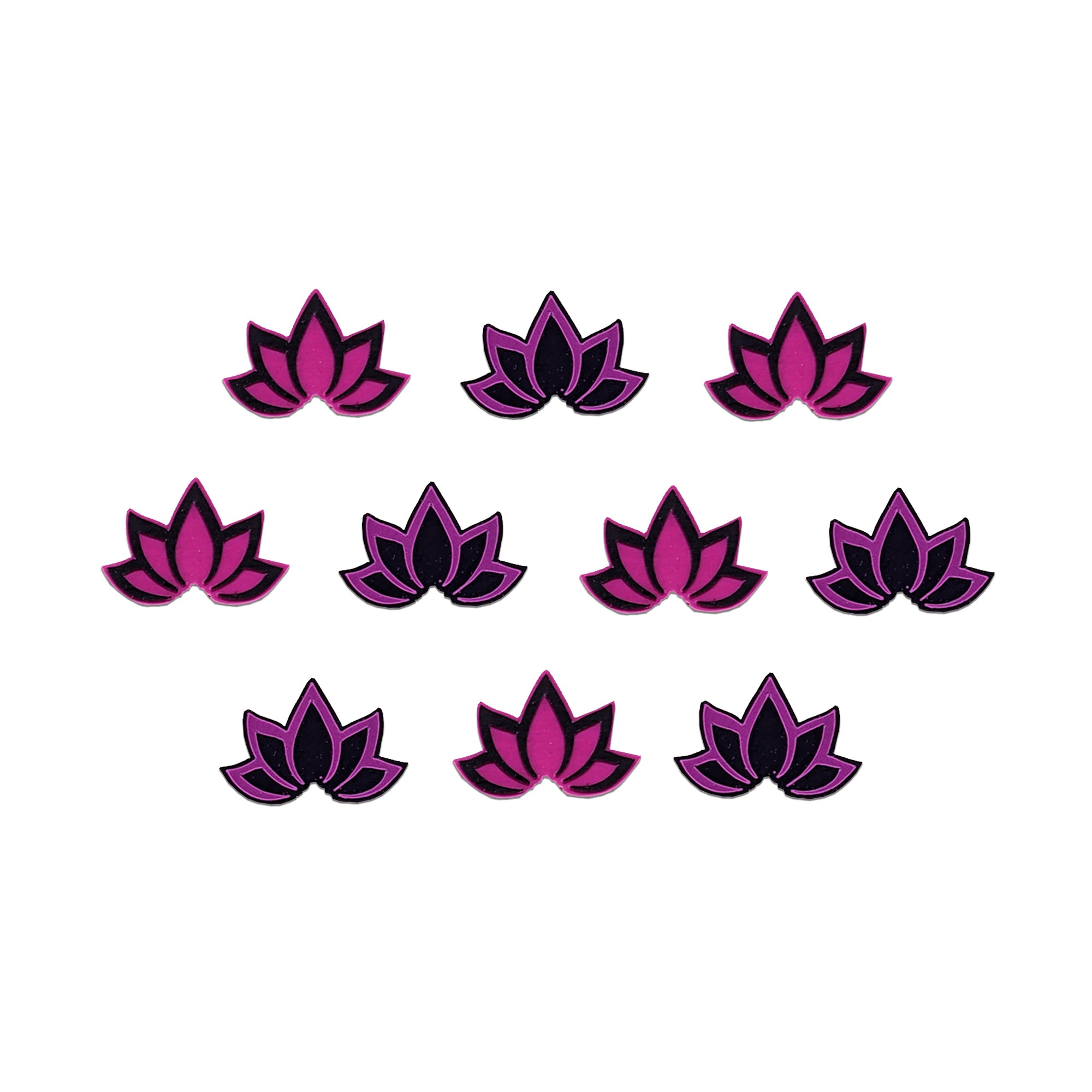 Comet Busters pink and purple lotus flower designer bindis with traditional floral motifs