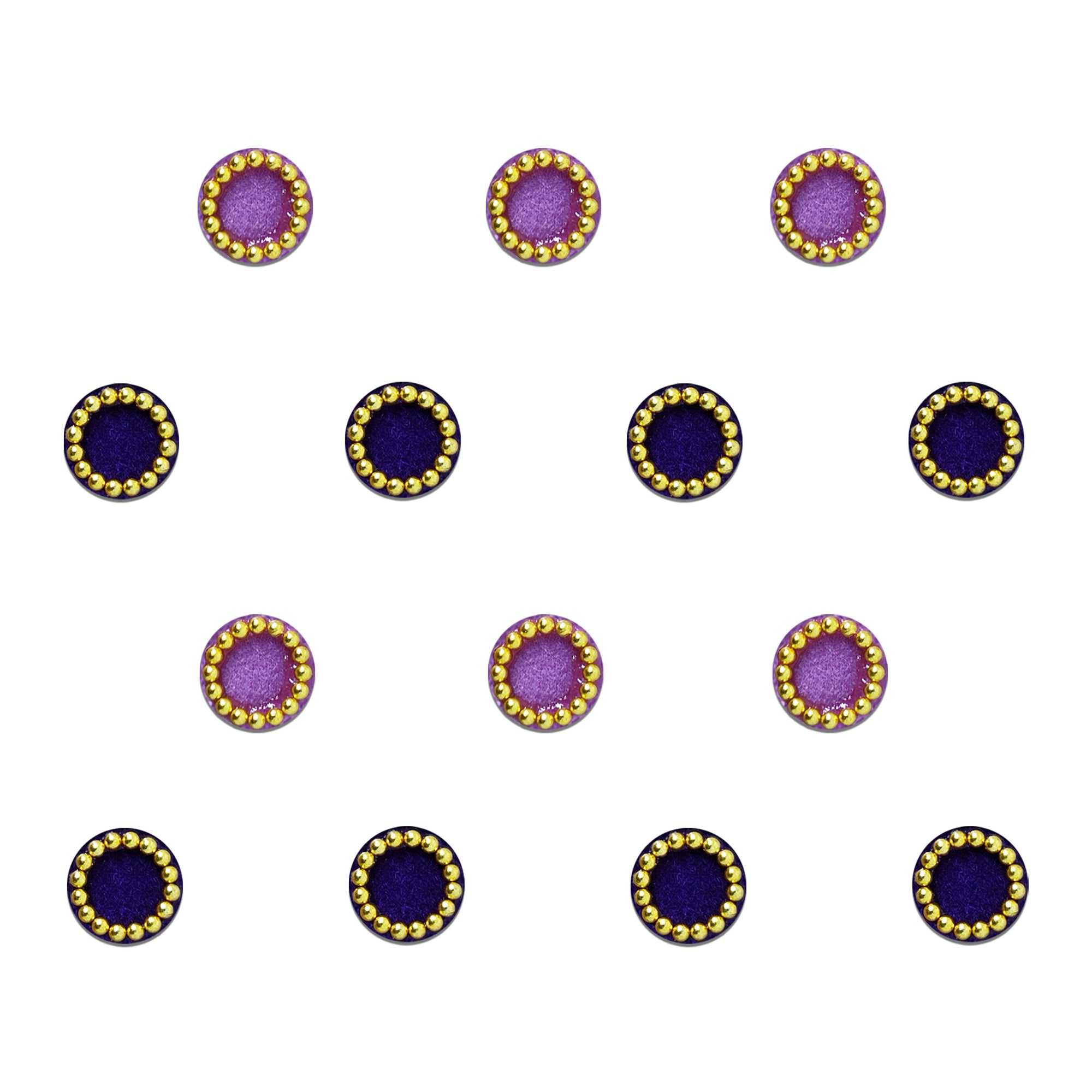 Comet Busters® Purple Round – Velvet, Shiny Beads – Handcrafted, Reusable & Skin-Friendly Bindis for Casual Wear (5mm) – Forehead Bindi Stickers for Women & Girls 