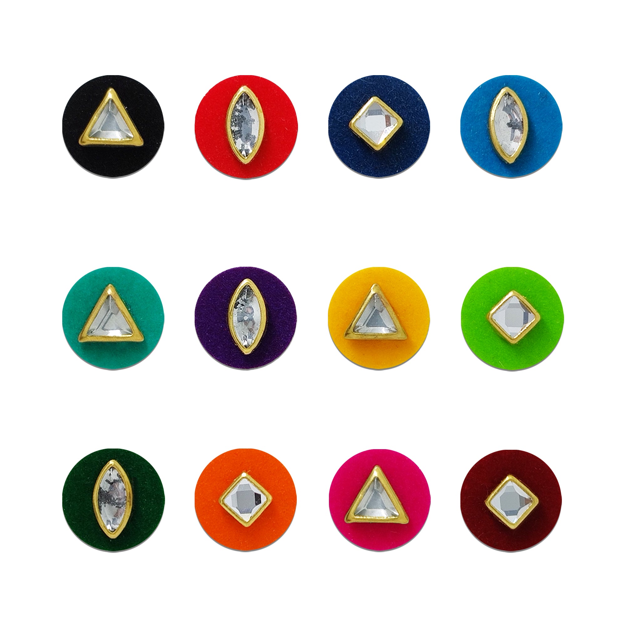 Indira by Comet Busters® Multicolor Crystal Designer Bindi | Premium Velvet Stone Bindi for Women & Girls