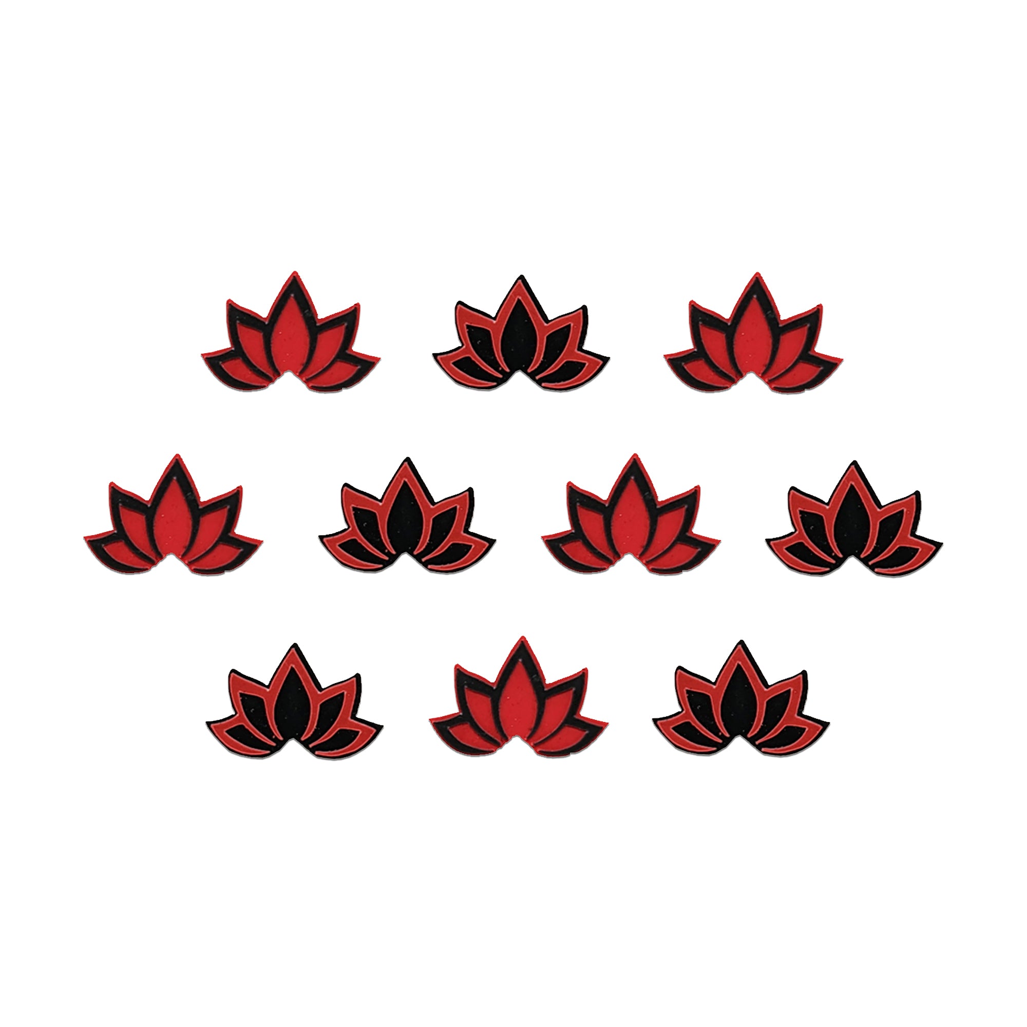 Comet Busters Black and Red lotus flower designer bindis with traditional floral motif