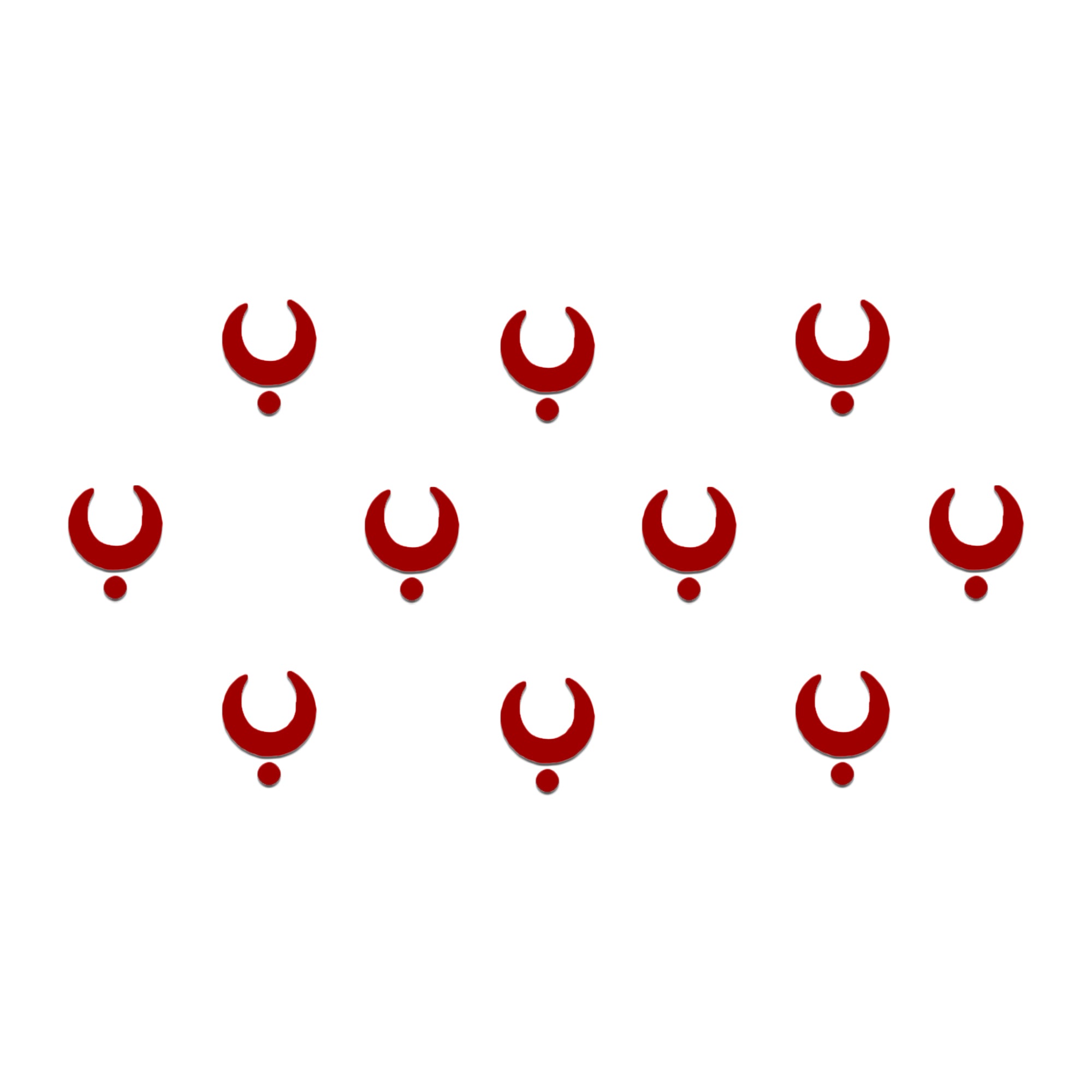 Comet Busters Scarlet Red Dot Red Bindi for Women and Girls, classic crescent moon shaped red bindi with matching round accent dot, reusable forehead sticker for traditional, festive, cultural and everyday ethnic wear.