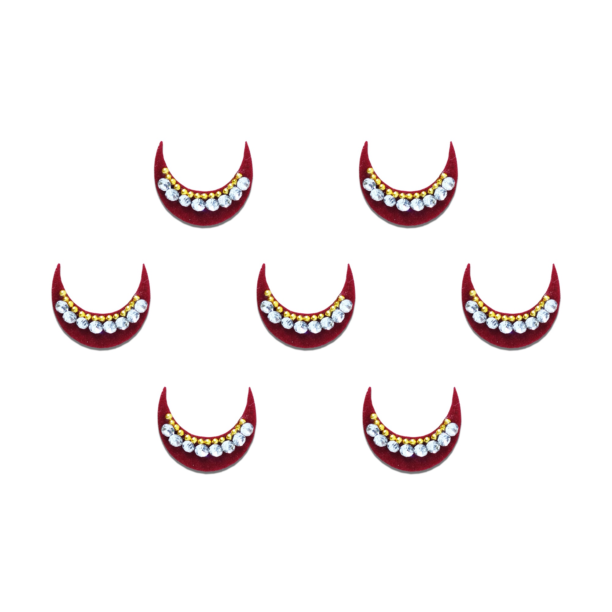 Comet Busters® Maroon Moon Classic Bindis – Handcrafted, Reusable, Skin-Safe Indian Forehead Stickers for Women