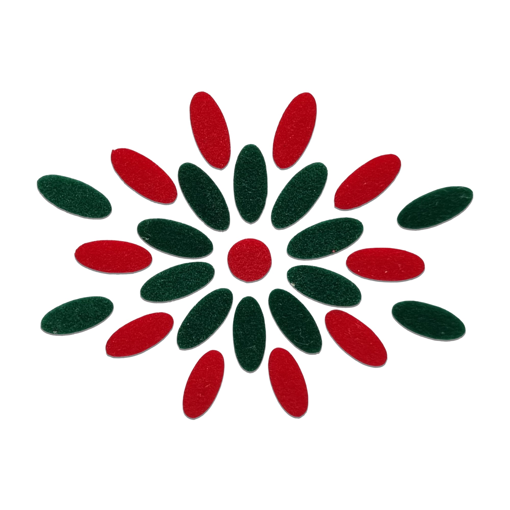 Comet Busters Green & Red oval floral bindi set with center round bindi, traditional designer forehead stickers for women, ideal for Bharatanatyam, Kuchipudi, weddings, festivals, temple visits, cultural programs, and traditional Indian attire.