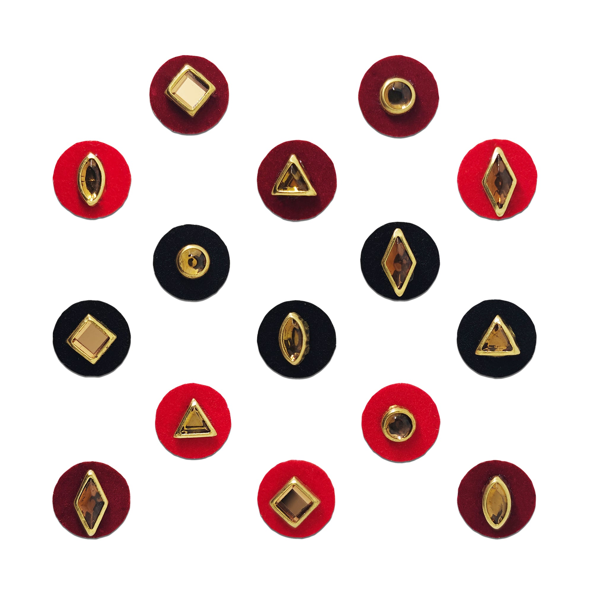 Indira by Comet Busters® Maroon, Red, Black Mirror Stone Designer Bindi Collection | Premium Velvet Crystal Bindis for Women & Girls