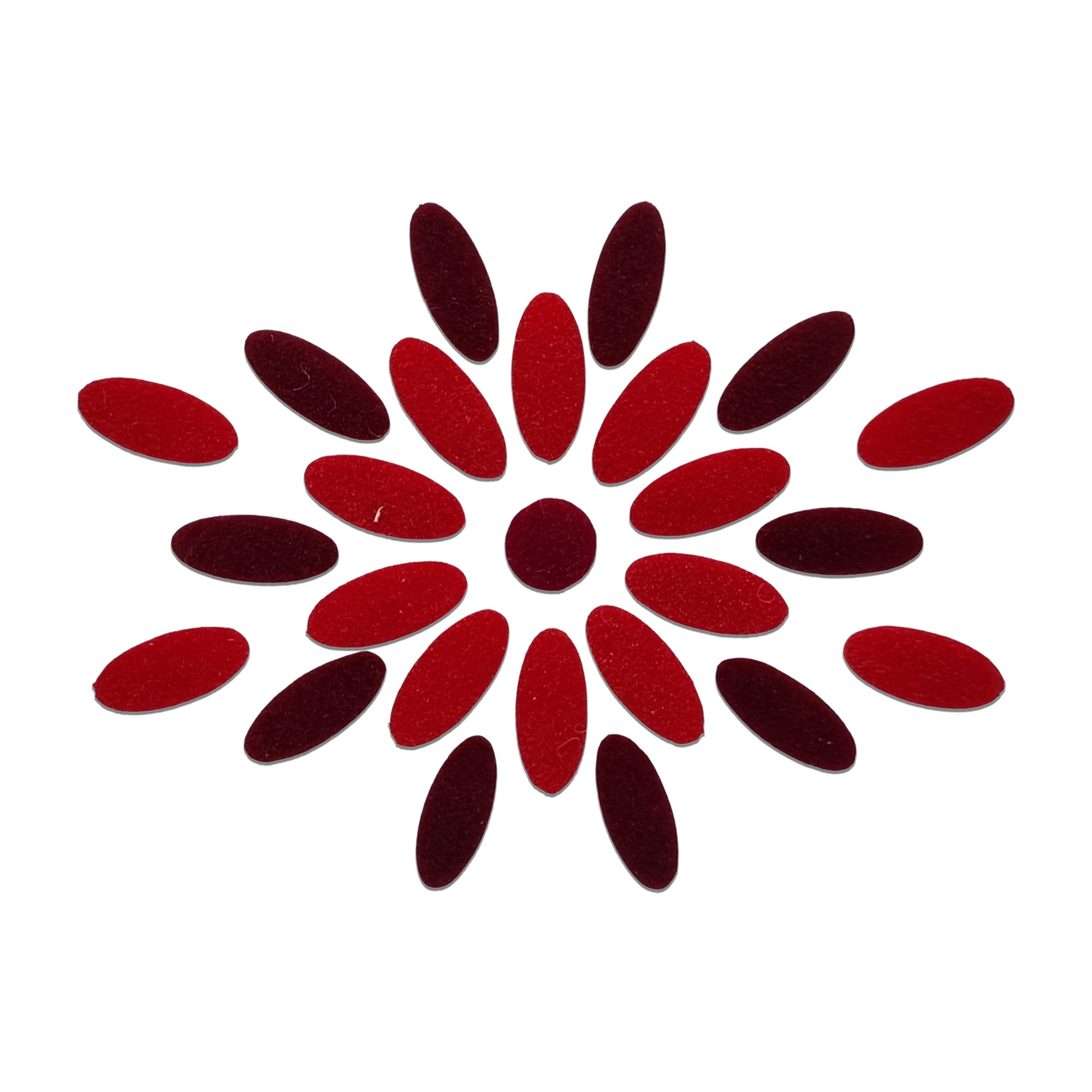 Comet Busters maroon & red oval floral bindi set with center round bindi, traditional designer forehead stickers for women, ideal for Bharatanatyam, Kuchipudi, weddings, festivals, temple visits, cultural programs, and traditional Indian attire.