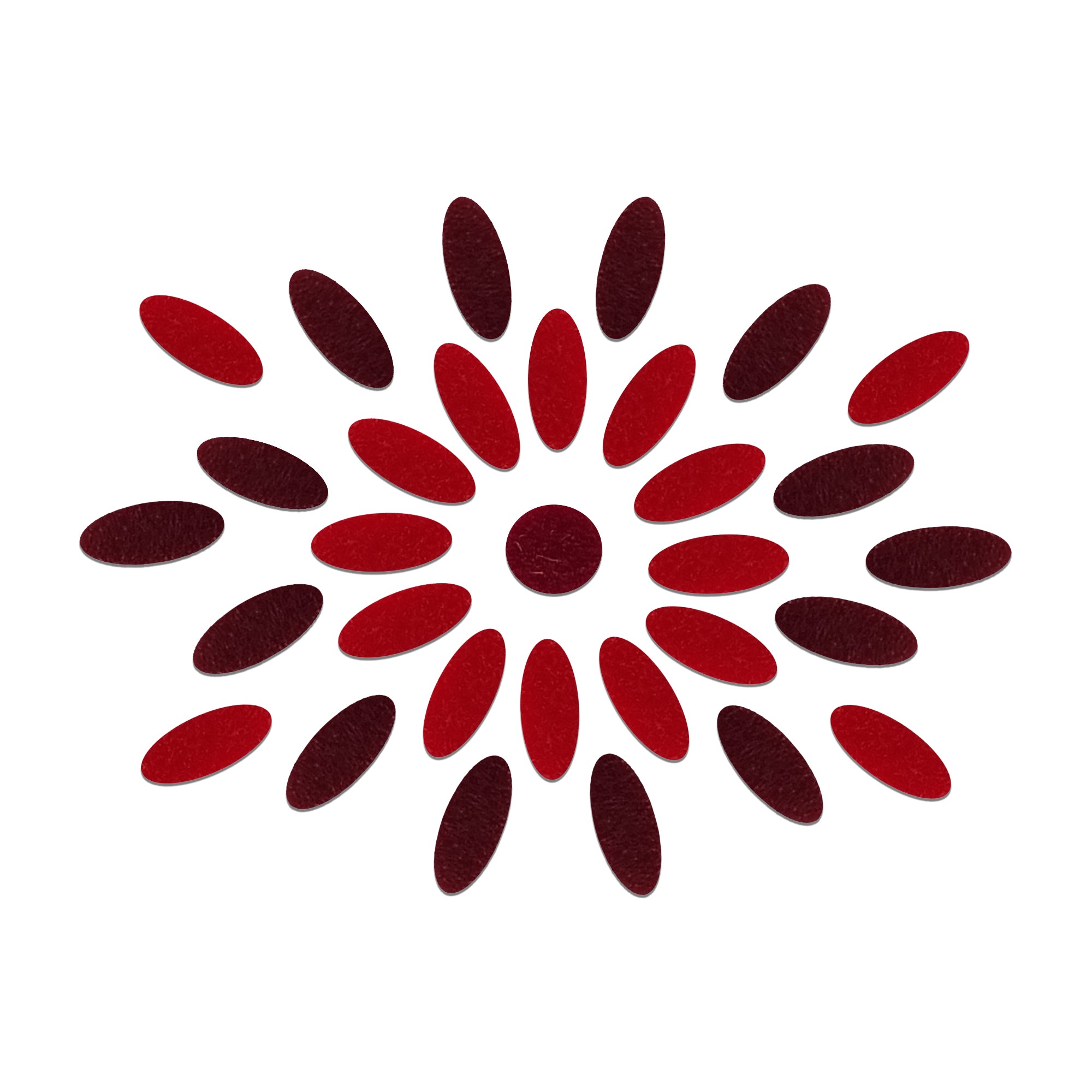 Comet Busters maroon & red oval floral bindi set with center round bindi, traditional designer forehead stickers for women, ideal for Bharatanatyam, Kuchipudi, weddings, festivals, temple visits, cultural programs, and traditional Indian attire.