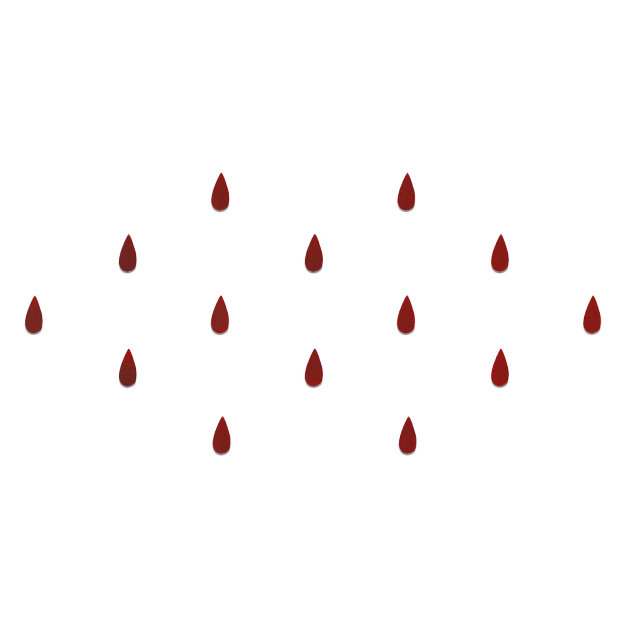 Comet Busters classic red mini teardrop velvet bindi sheet featuring 15 reusable self-adhesive bindis with a soft velvet finish. Elegant small red teardrop forehead bindis for women and girls, ideal for daily wear, traditional outfits, festive occasions, pooja, weddings, cultural events, and ethnic fashion styling.