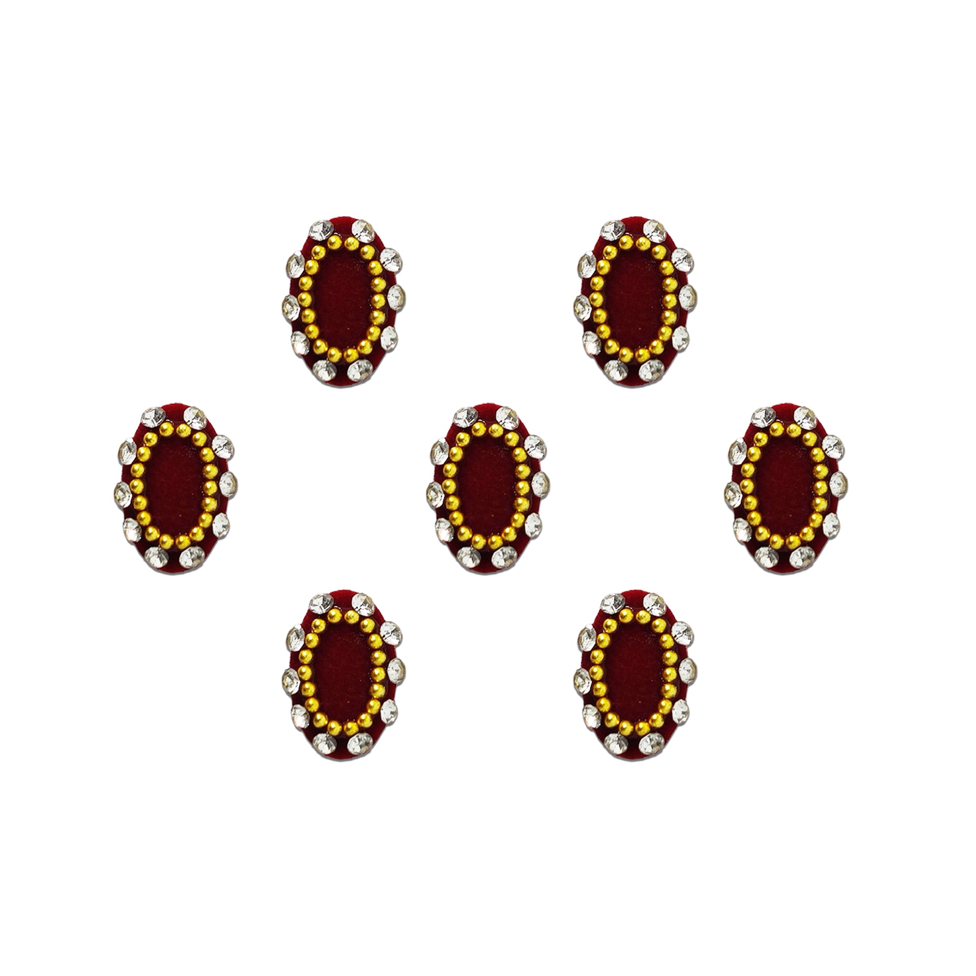 Comet Busters® Maroon Oval Classic Bindis – Handcrafted, Reusable, Skin-Safe Indian Forehead Stickers for Women