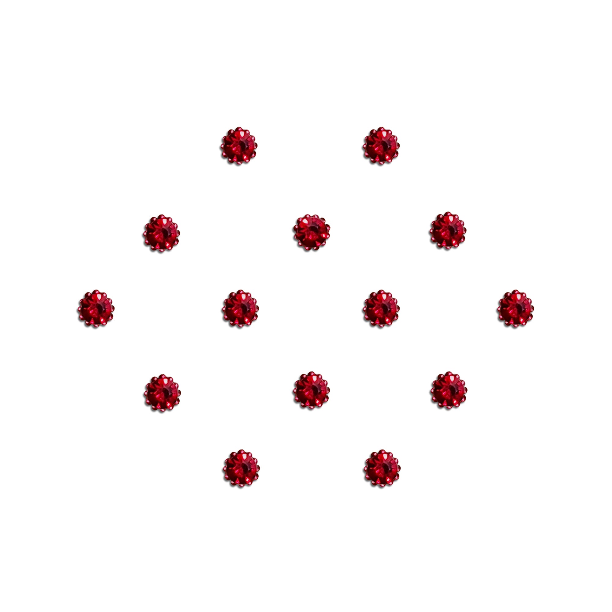 Comet Busters Red stone bindis featuring round sparkling gemstone-style dot