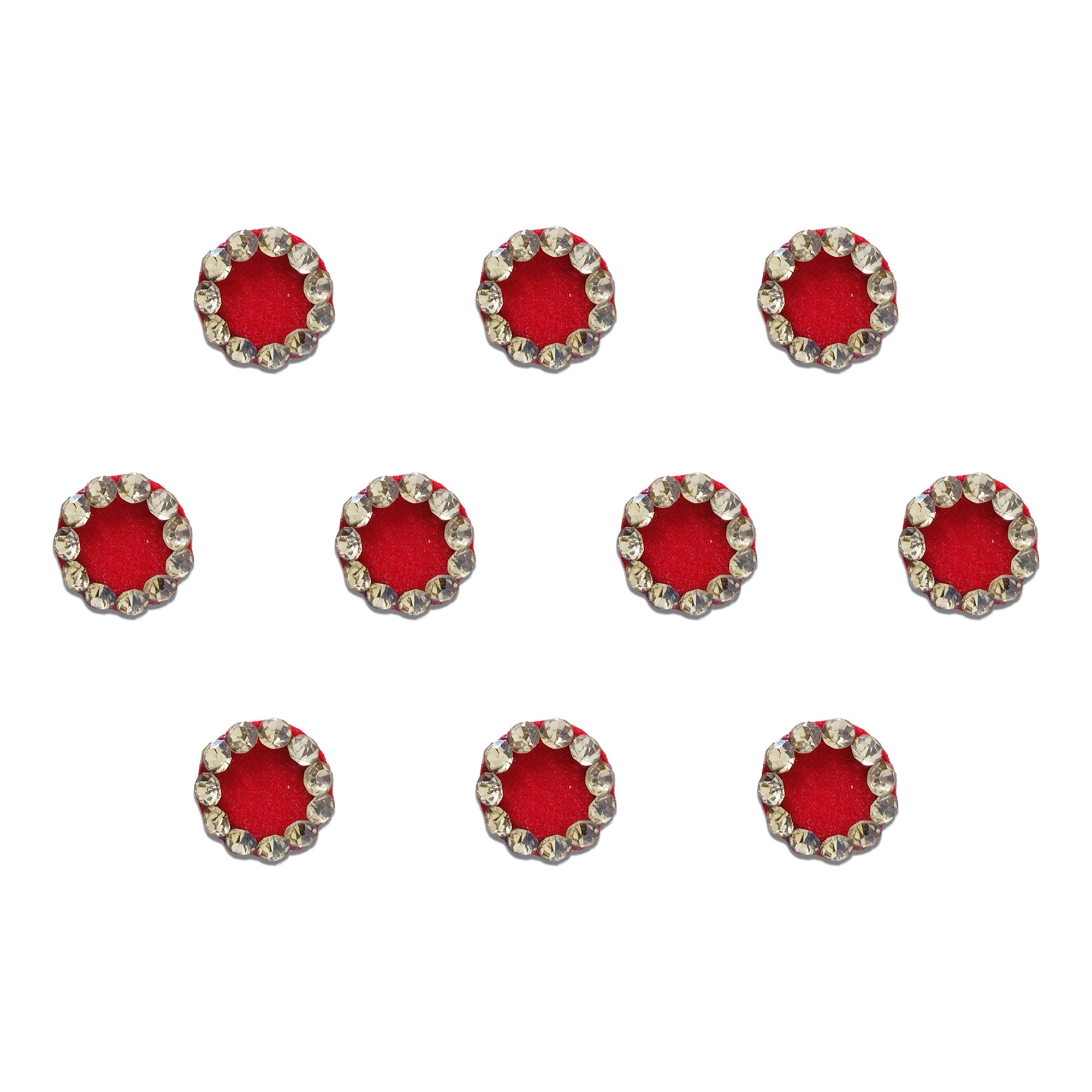 Comet Busters® Red Round Bridal Bindis – Handcrafted, Reusable, Skin-Safe Indian Forehead Stickers for Women