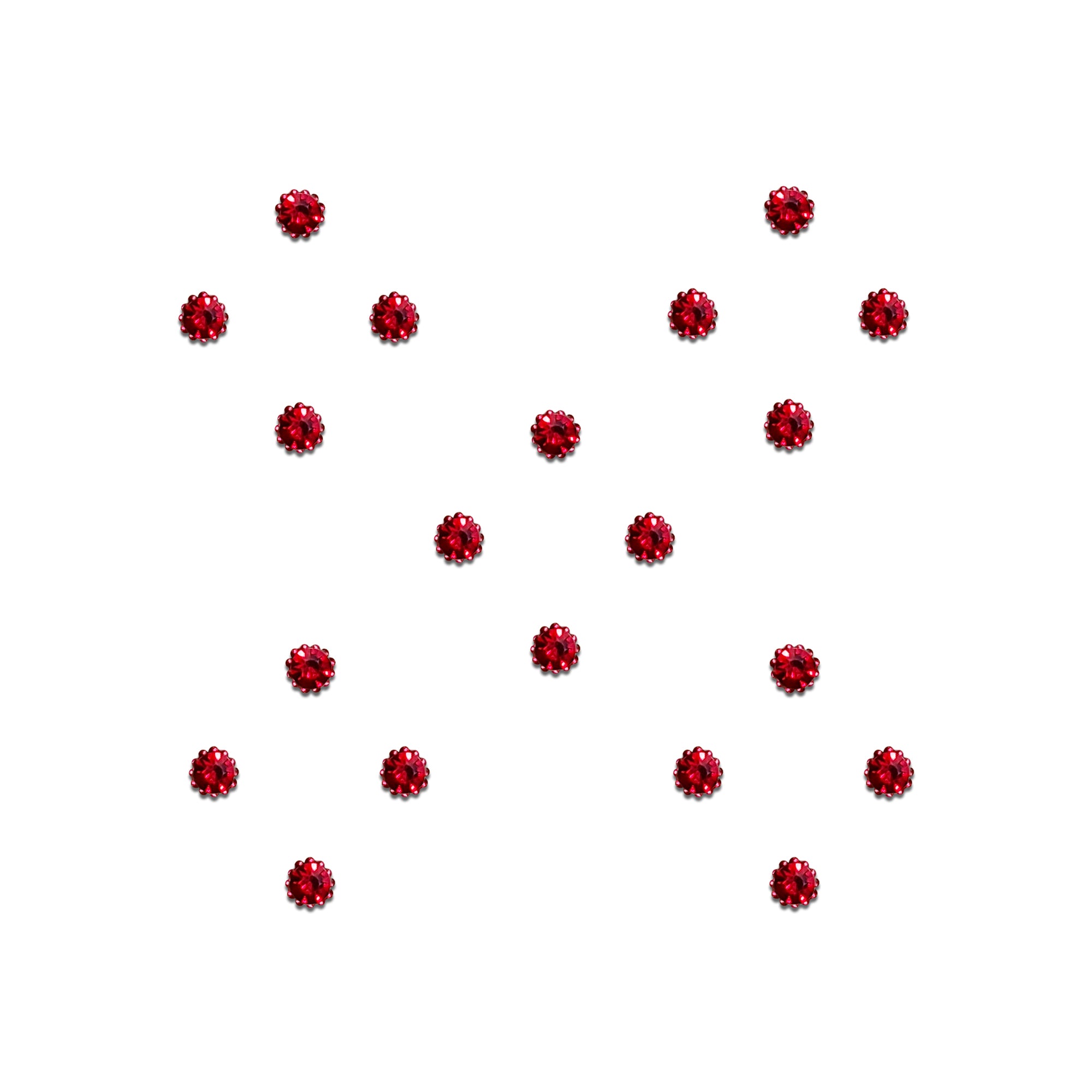 Comet Busters Red stone bindis featuring round sparkling gemstone-style dots