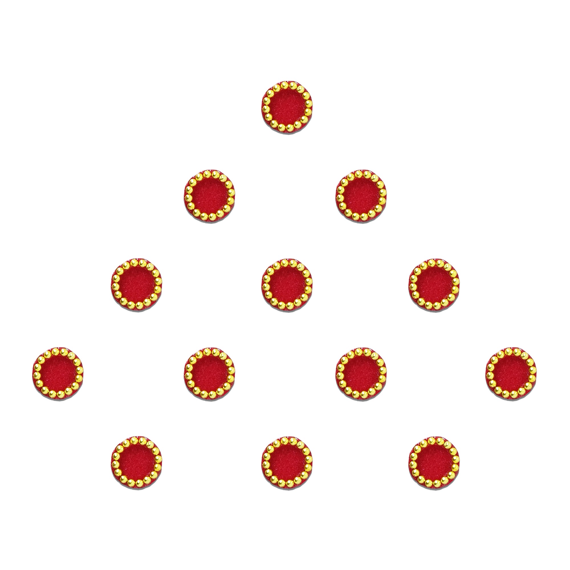 Comet Busters Red Round Velvet Bindis with Golden Crystal Border, Traditional Designer Bindi Set for Women & Girls, Elegant Circular Bindis for Festivals, Weddings and Ethnic Wear
