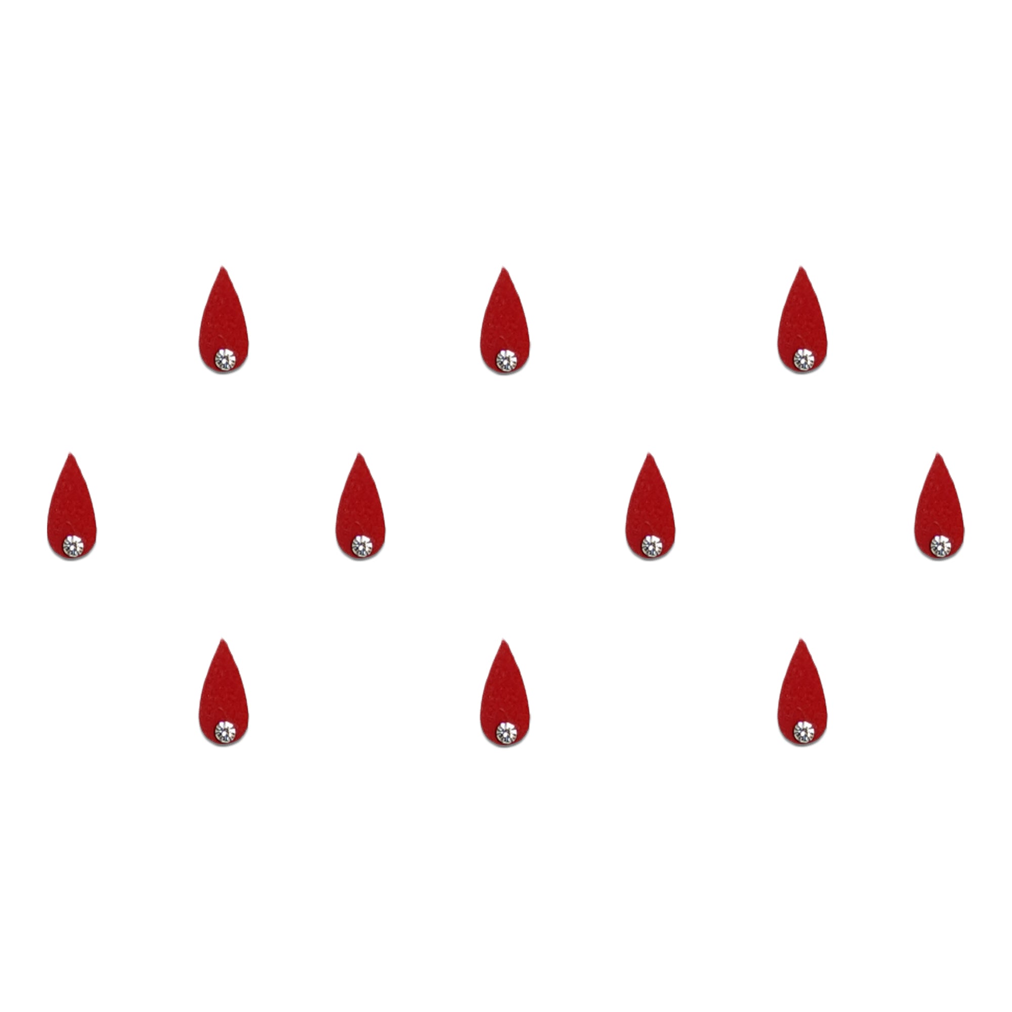 Comet Busters traditional teardrop fashion bindi collection in assorted vibrant colors with crystal stone detailing.