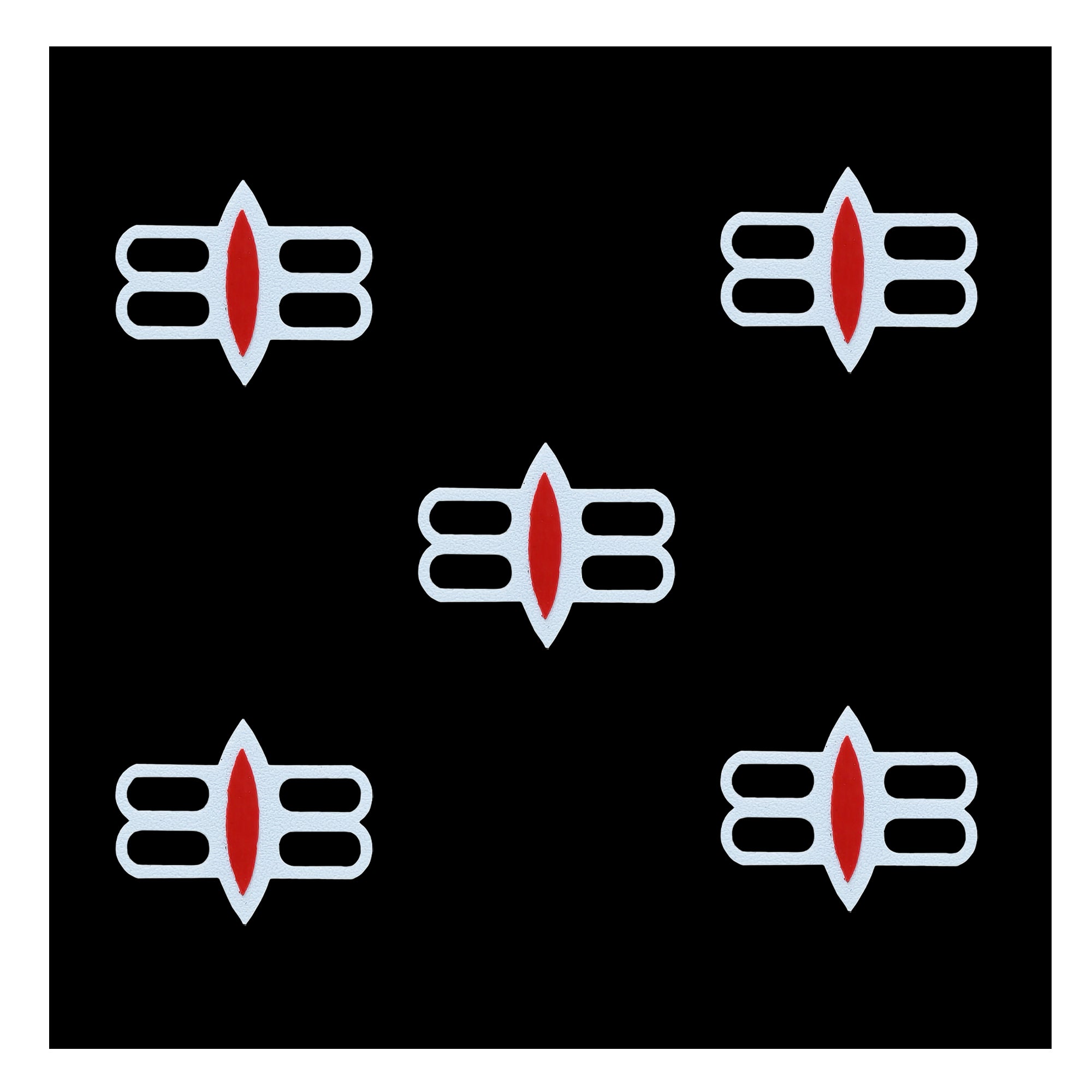 Comet Busters red and white Tripund-style tilak bindi featuring three horizontal white lines with a central red vertical mark, designed for traditional and devotional looks.