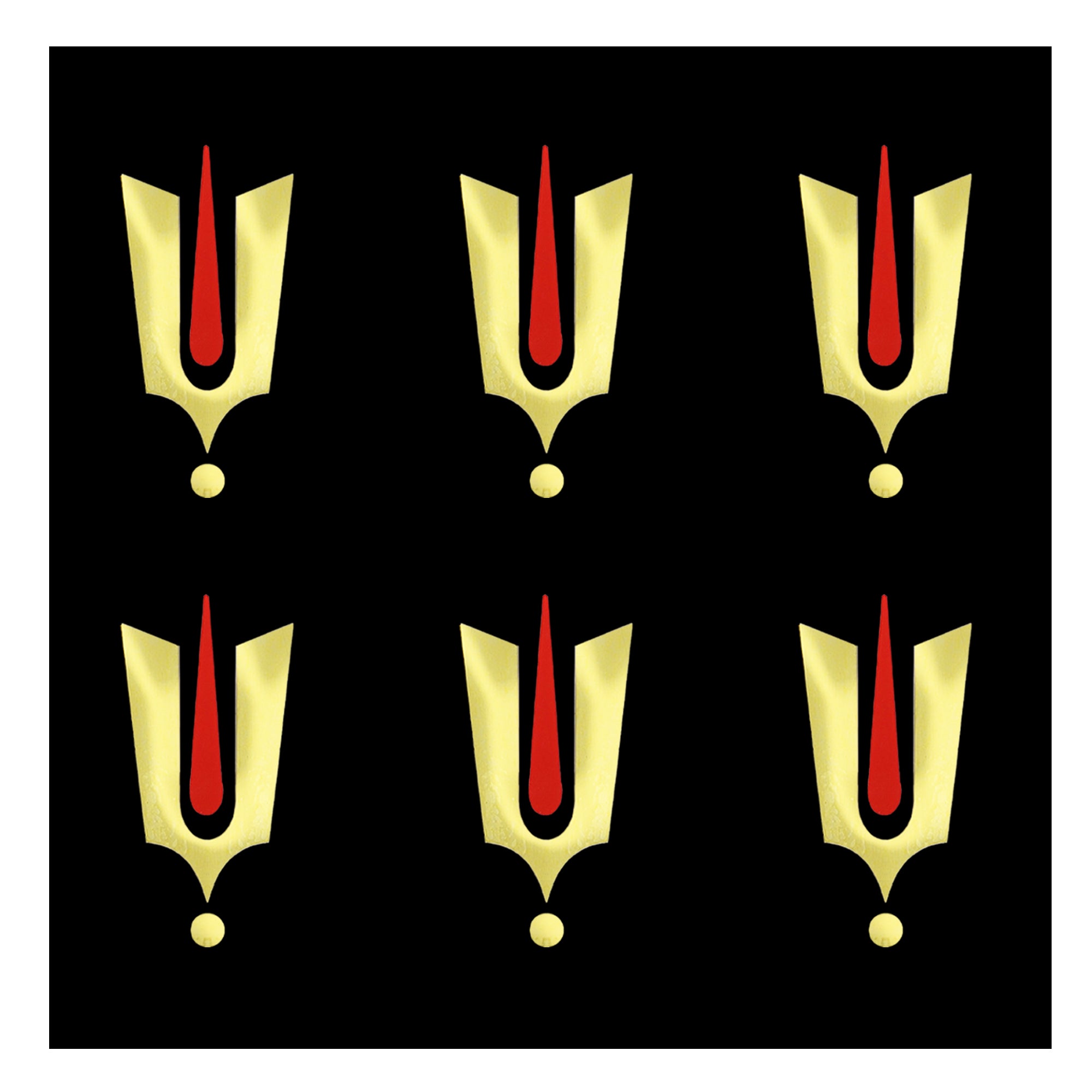 Comet Busters Vaishnav ji tilak bindi with red center design