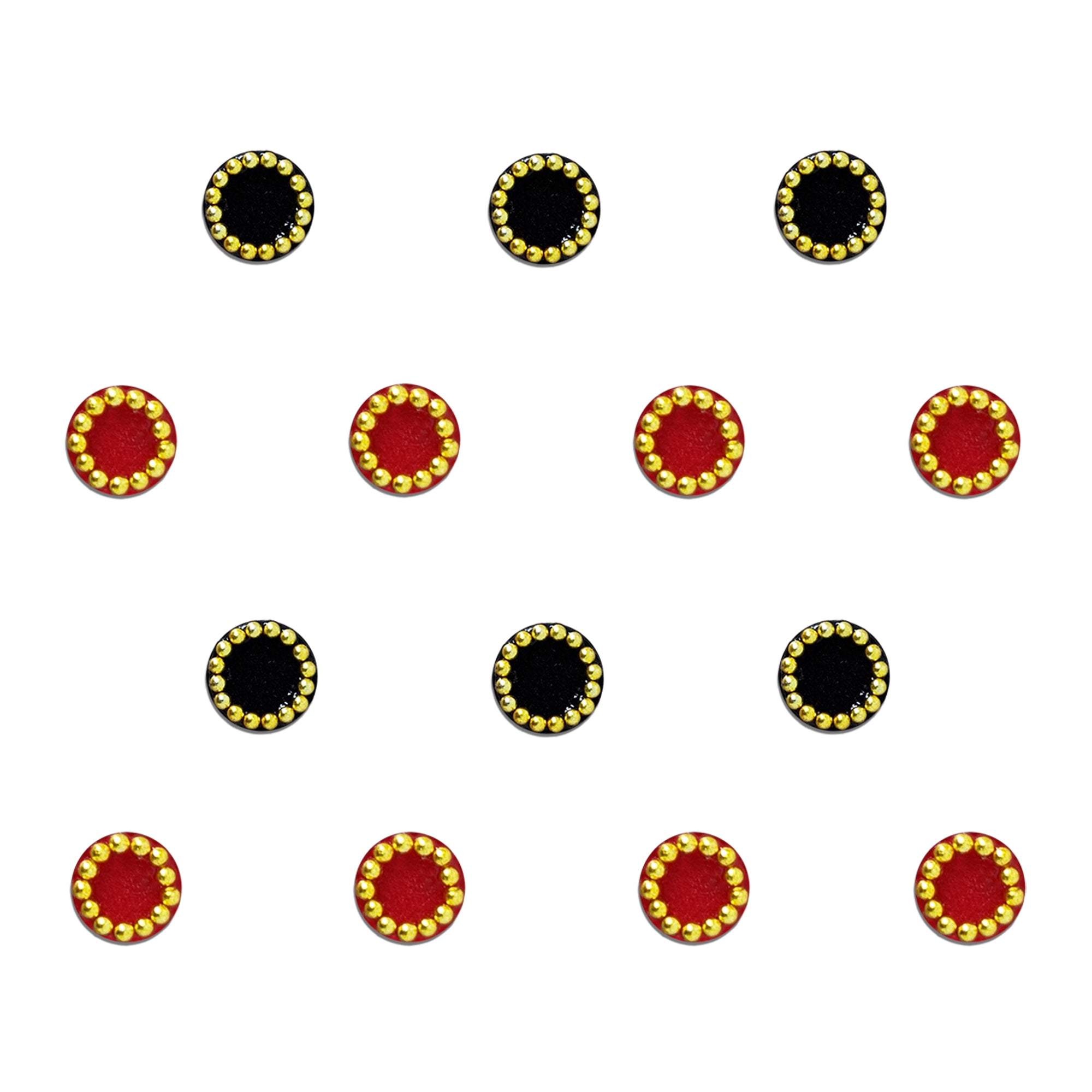 Comet Busters® Multicolor, Red, Black Round – Velvet, Shiny Beads – Handcrafted, Reusable & Skin-Friendly Bindis for Casual Wear (5mm) – Forehead Bindi Stickers for Women & Girls 