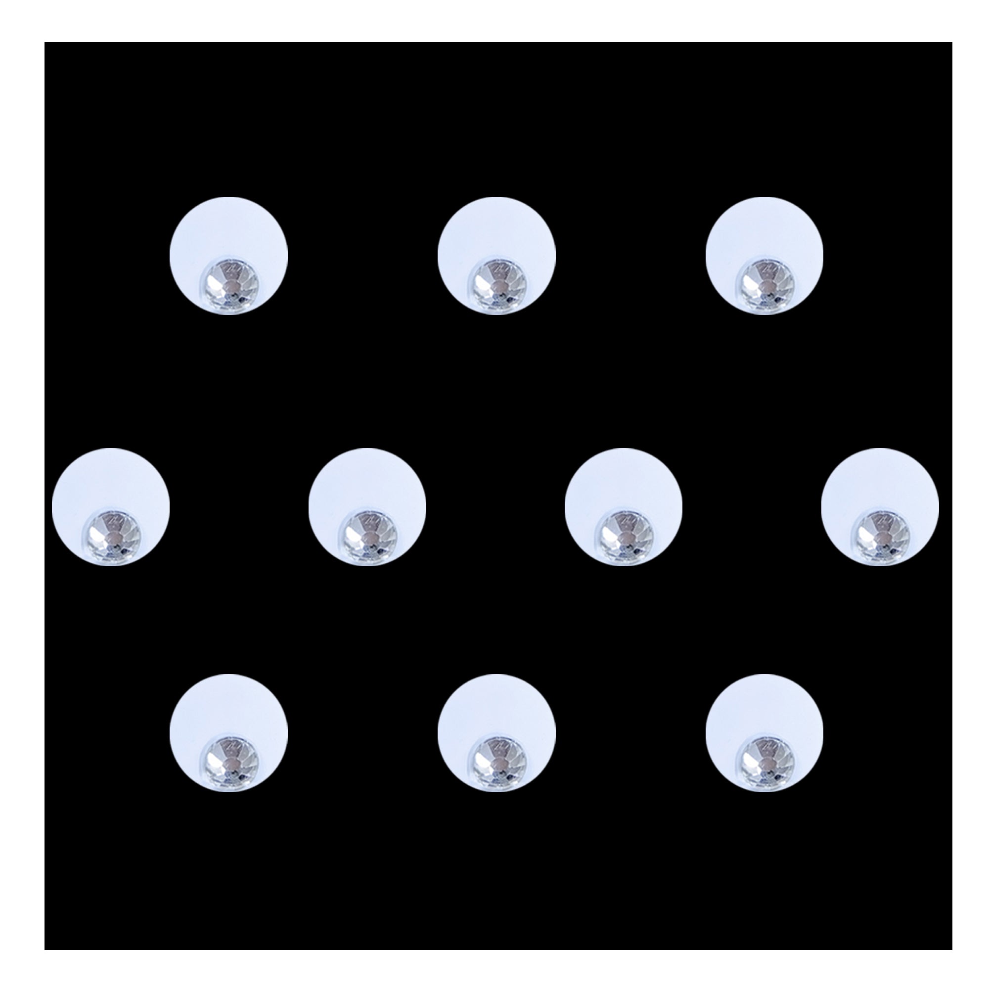 Comet Busters round crystal bindis featuring a clean circular design with a sparkling silver stone accent. Self-adhesive designer bindis suitable for daily wear, festive occasions, weddings, parties, and traditional ethnic styling.