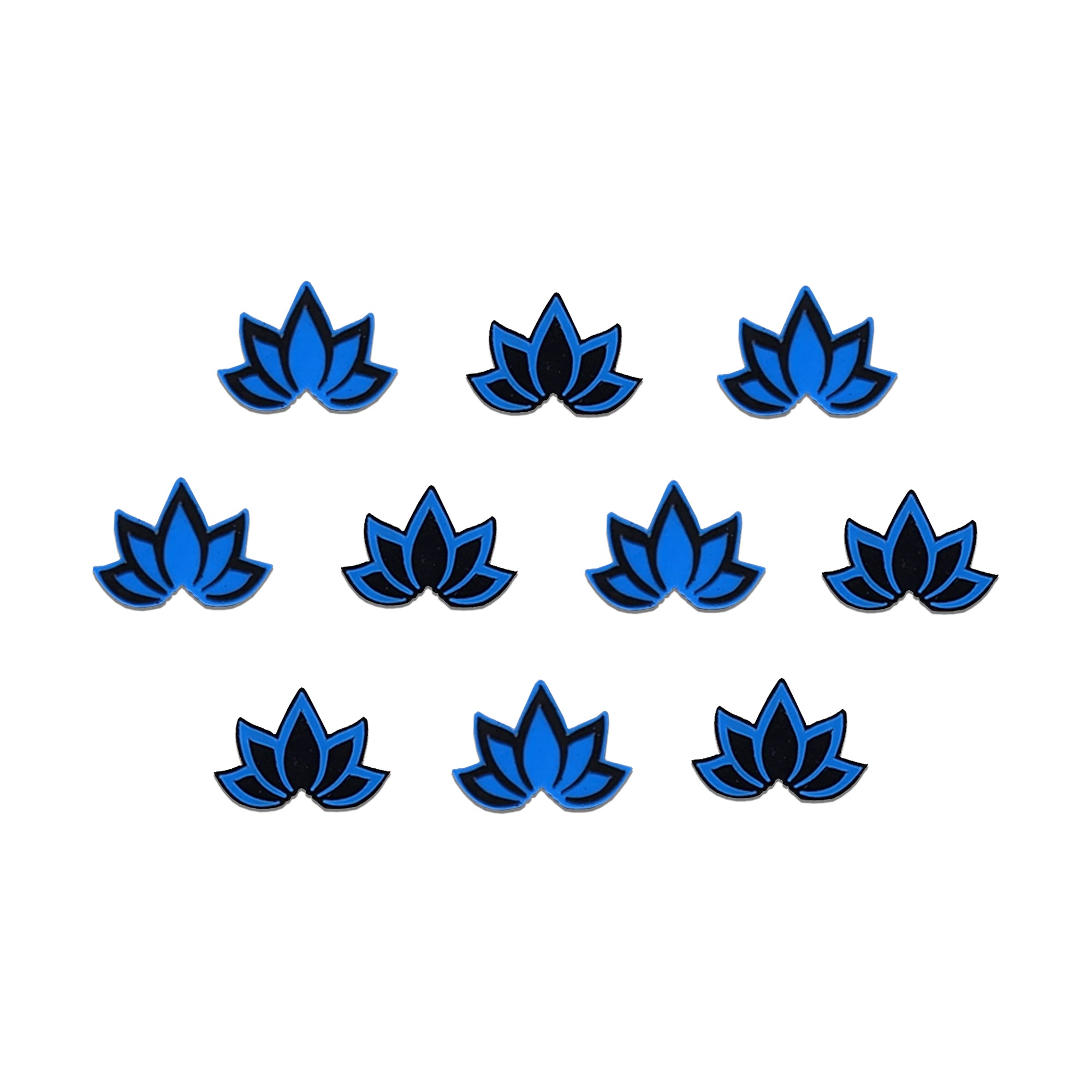 Comet Busters royal blue & balck lotus flower designer bindis with elegant floral motifs.