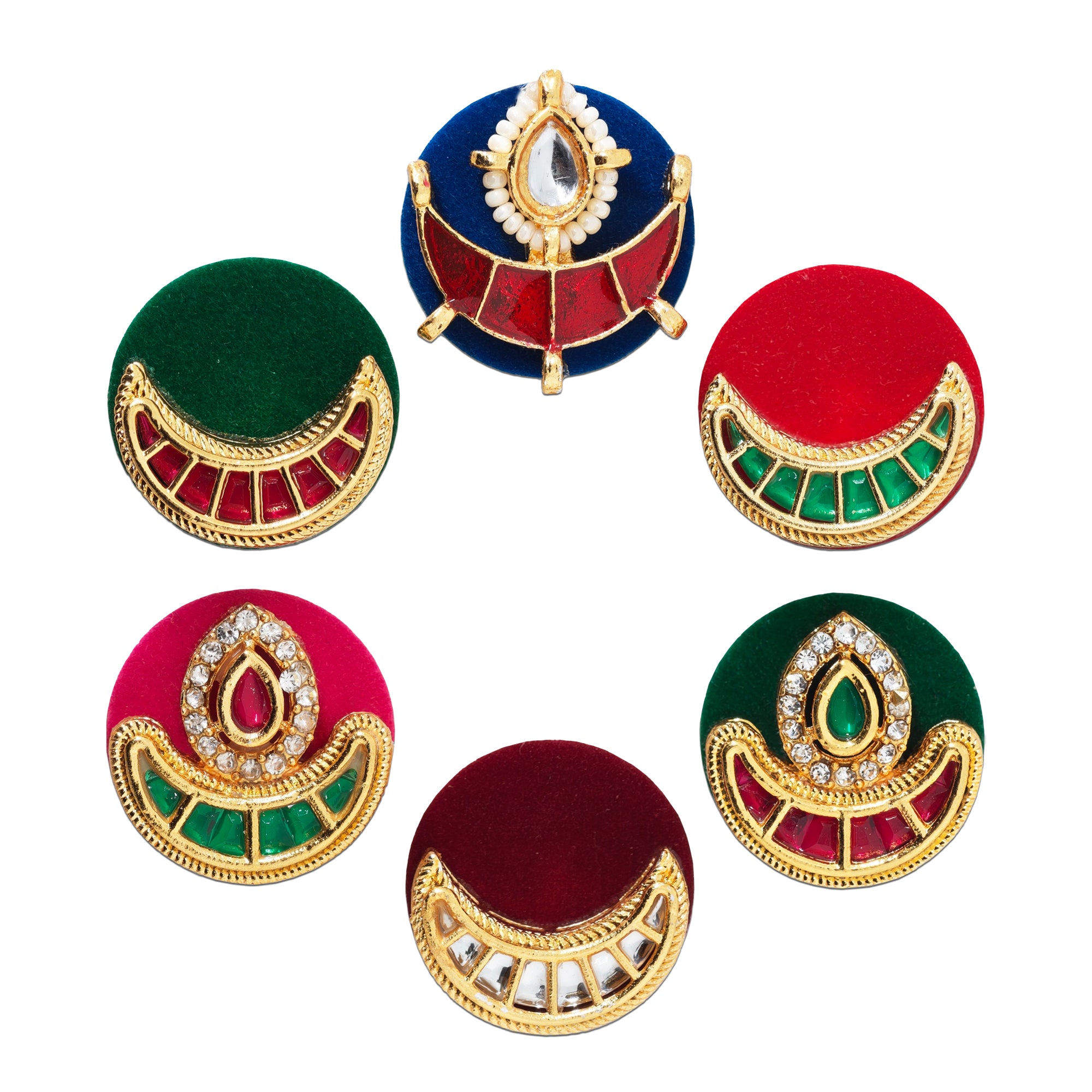 Indira by Comet Busters® Premium Crescent Designer Velvet Stone Bindi | Traditional Self-Adhesive Bindis for Women & Girls