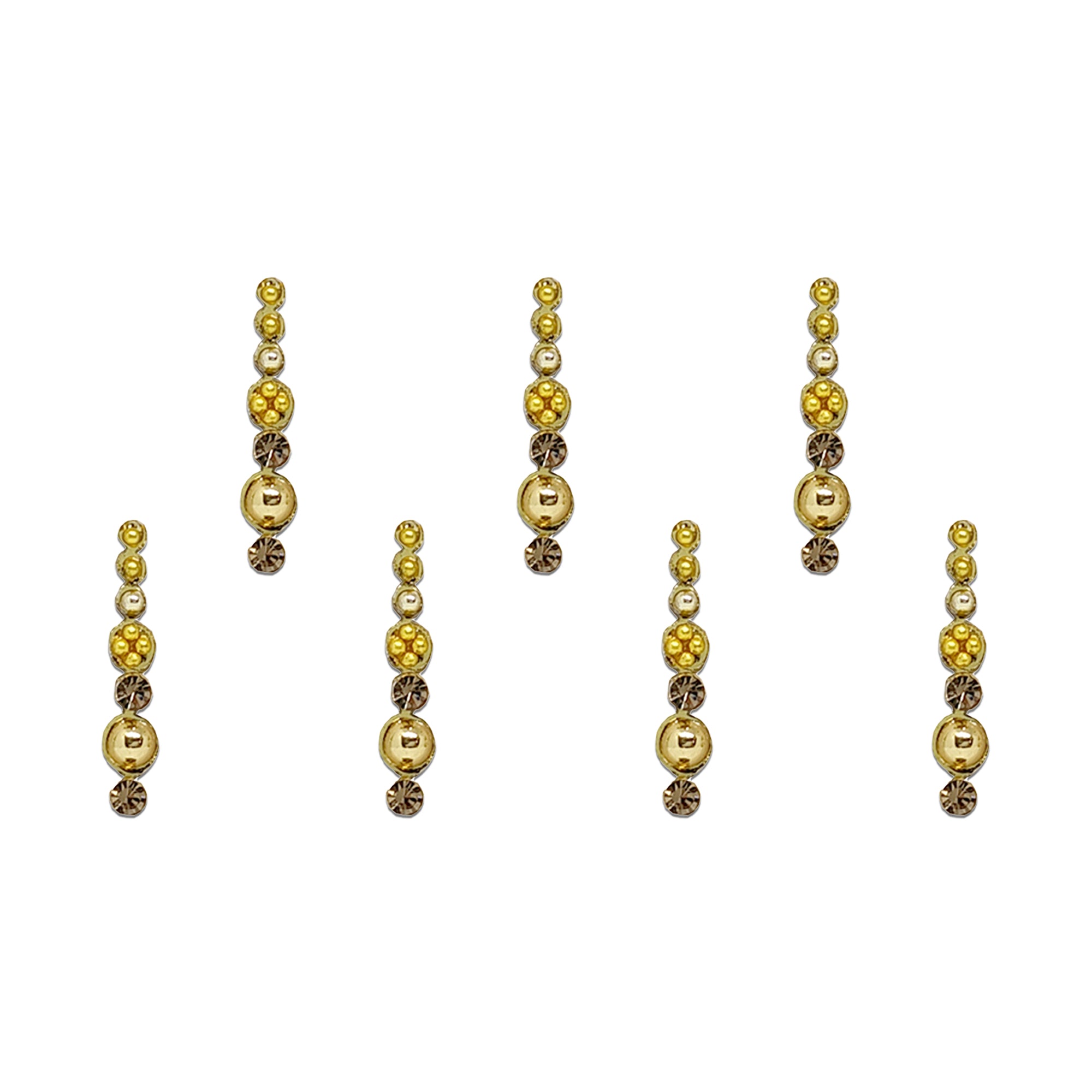 Comet Busters golden pearl and stone designer bindis with elegant vertical bead pattern
