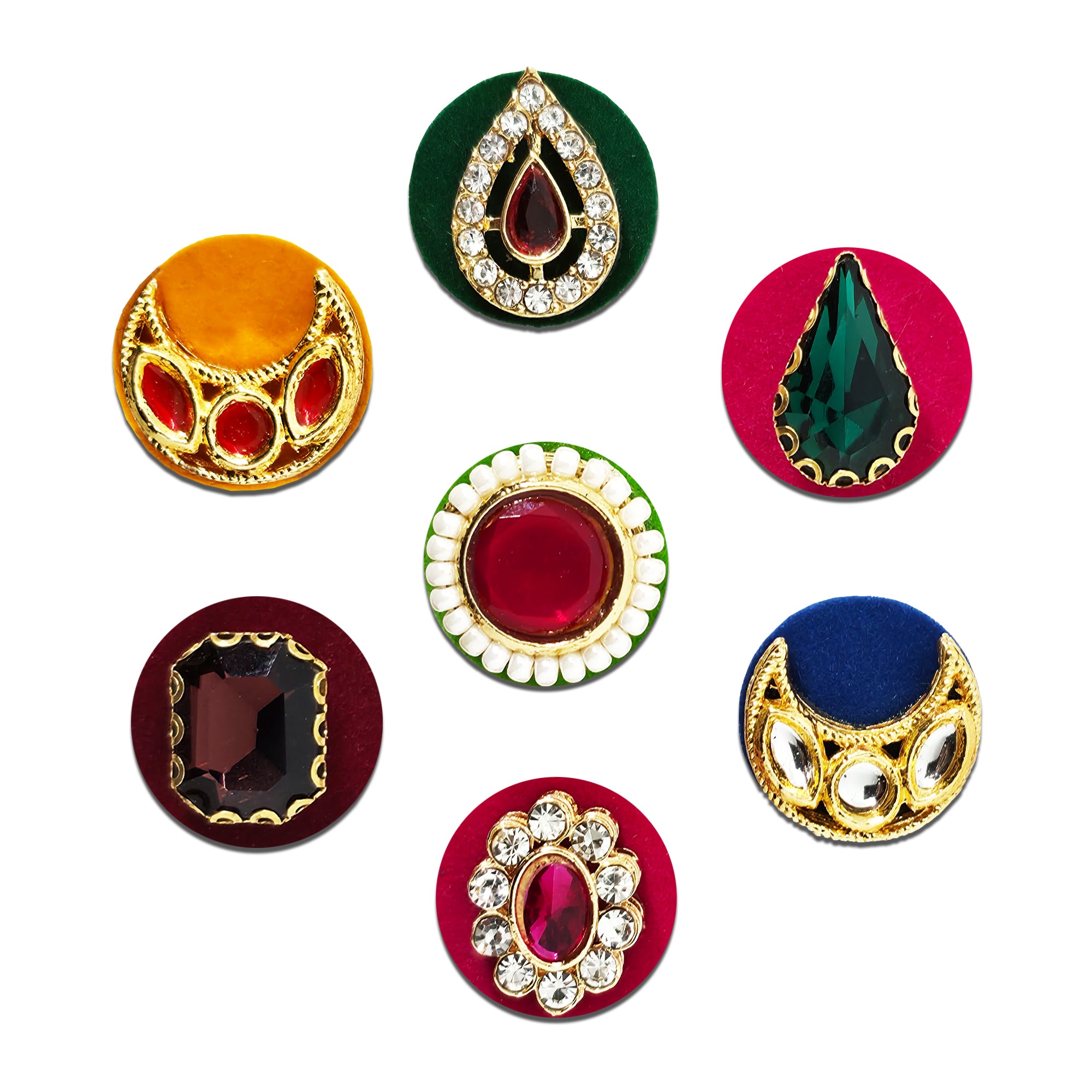 Indira by Comet Busters® Premium Kundan Stone Designer Bindi Collection | Bridal Crystal & Velvet Bindis for Women & Girls