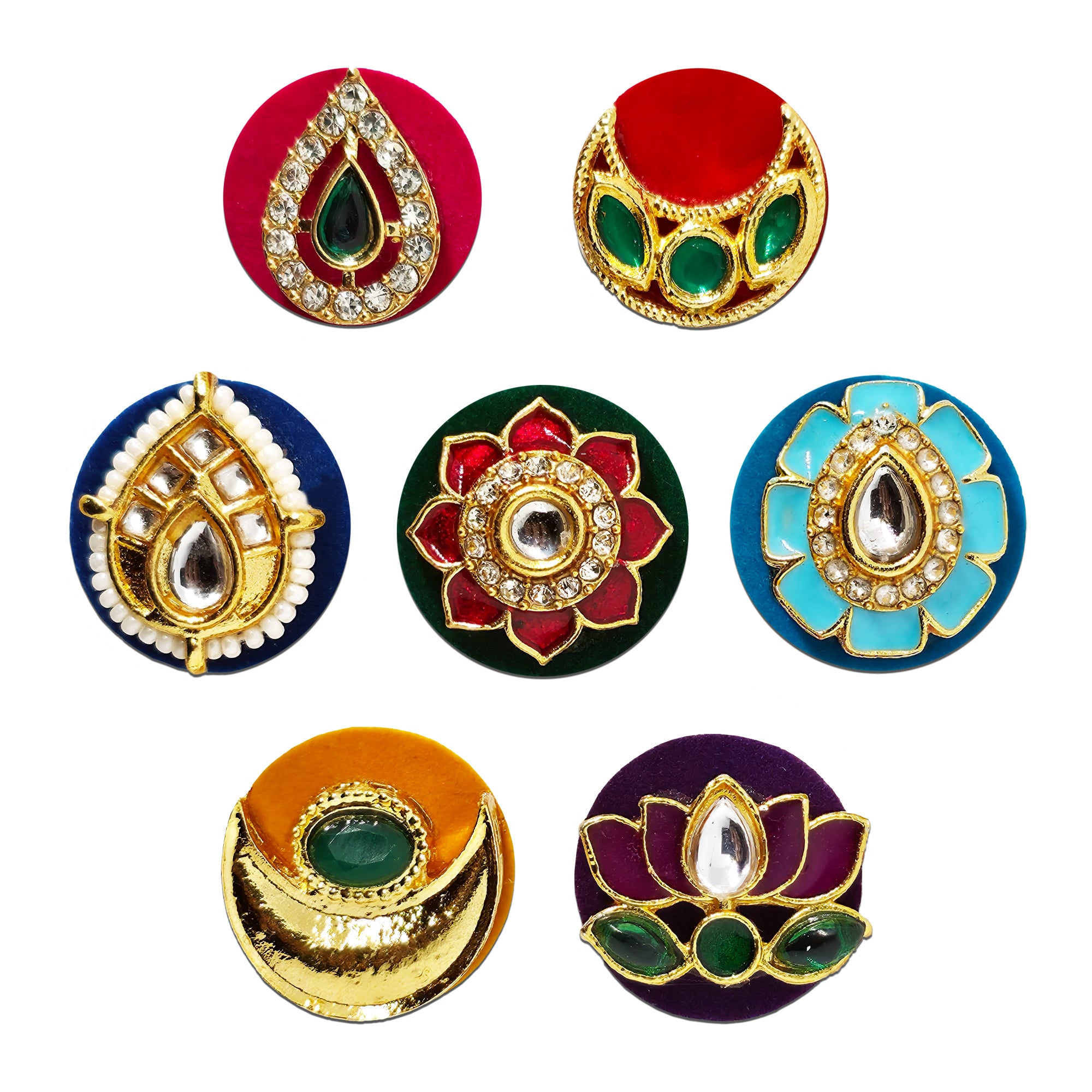 Indira by Comet Busters® Premium Lotus & Kundan Designer Bindi Collection | Floral Crystal, Temple & Gemstone Velvet Bindis for Women & Girls