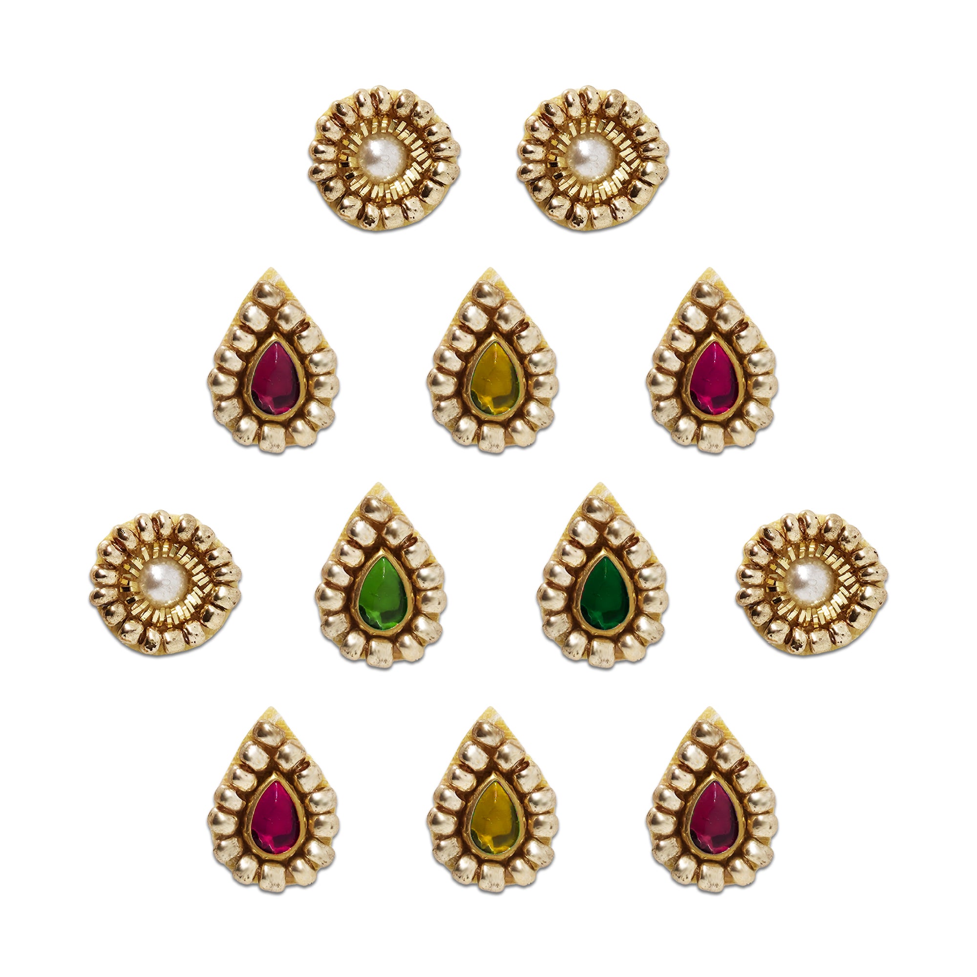 Indira by Comet Busters® Pearl & Teardrop Stone Designer Bindi Collection | Premium Velvet Bindis for Women & Girls