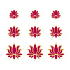 Indira Premium Designer Bindi – Pink & Gold Lotus Bindis (12mm • 15mm • 18mm) - 9 Bindis (INDI045)