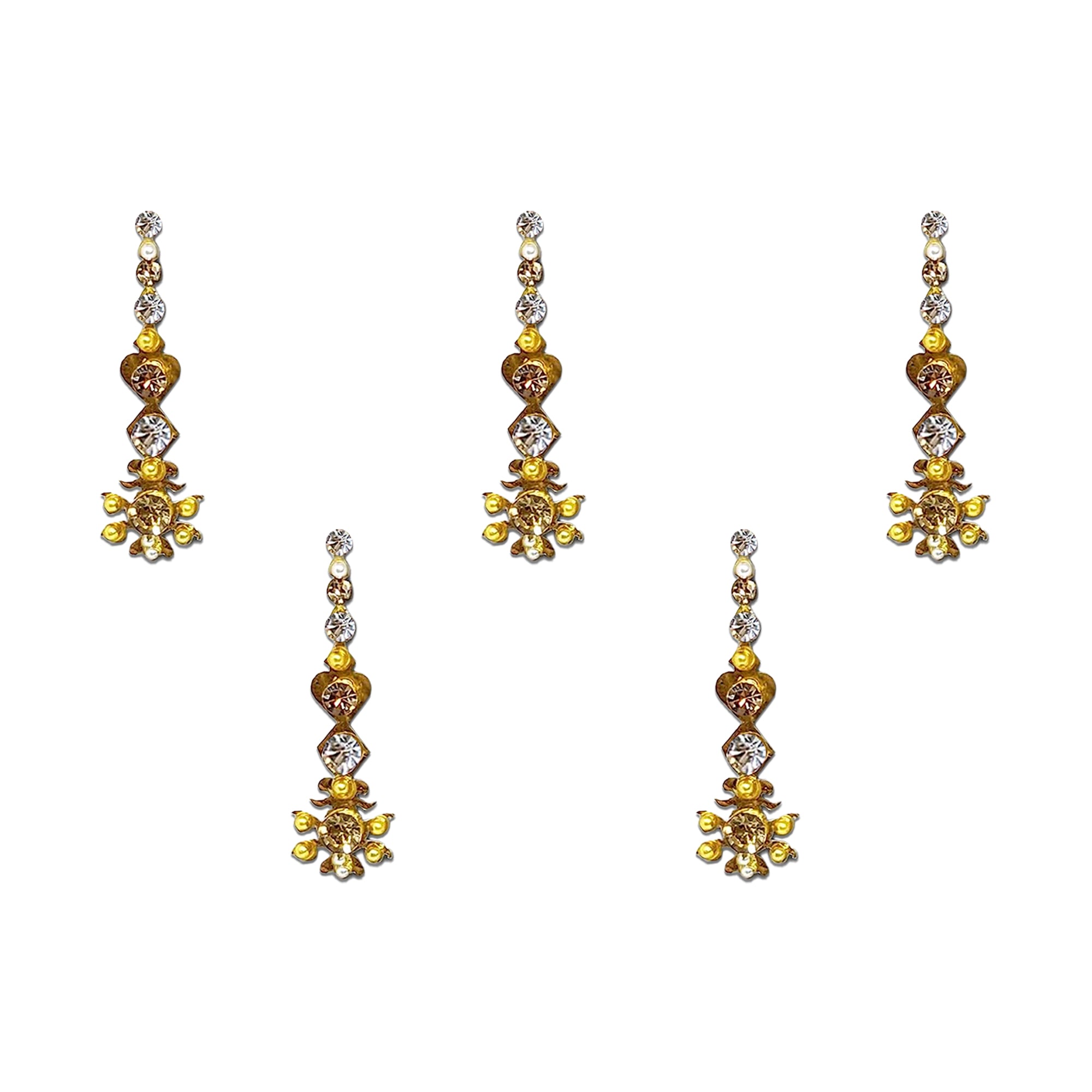 "Comet Busters golden stone and designer bindis with elegant traditional drop pattern.