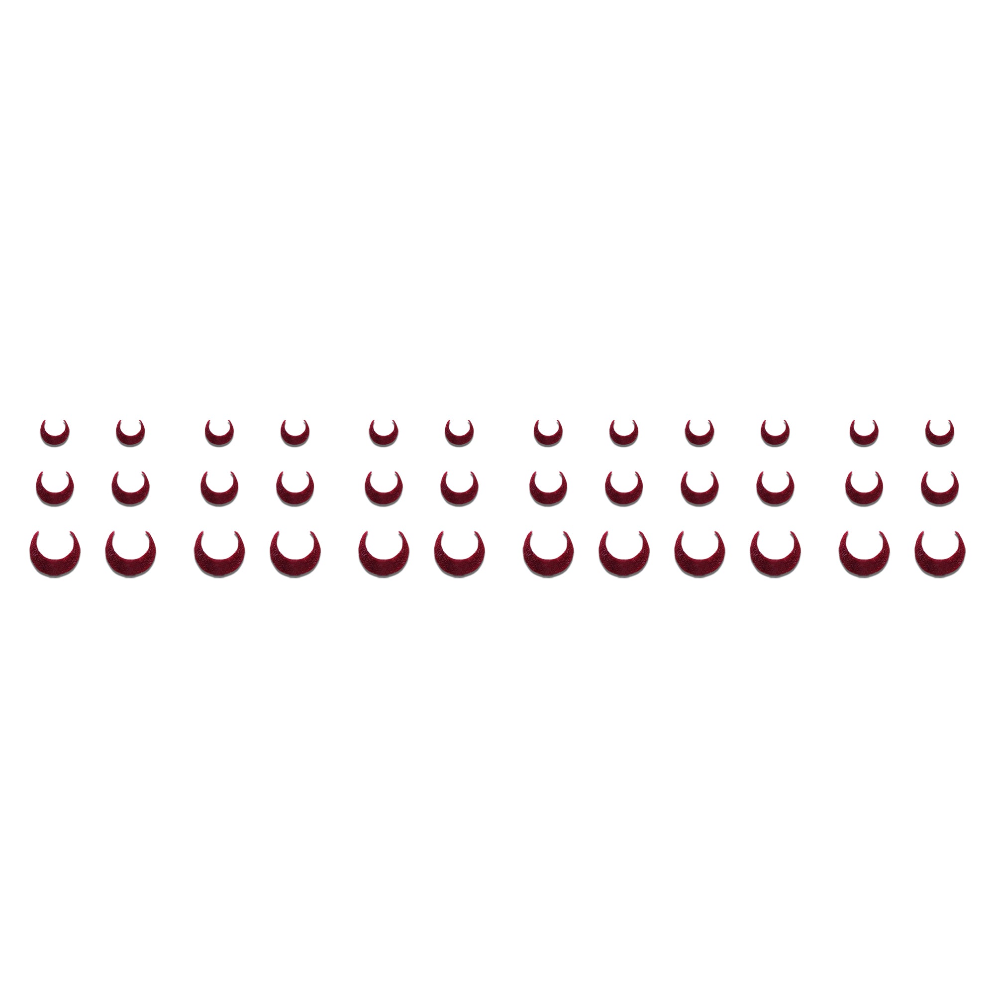 Comet Busters Ruby Crescent Moon Velvet Bindi featuring a deep maroon crescent-shaped velvet design, self-adhesive traditional bindi for women and girls, perfect for festive wear, weddings, Navratri, religious ceremonies, cultural events, and elegant ethnic styling.