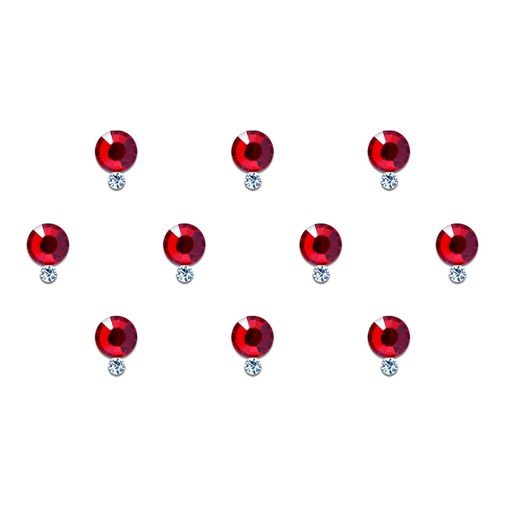 Comet Busters ruby red round stone bindi with sparkling crystal drop, self-adhesive designer forehead bindi for women and girls, elegant ruby red fashion bindi perfect for weddings, bridal wear, Karwa Chauth, Navratri, Diwali, Durga Puja, traditional wear, ethnic outfits, festive celebrations, parties, and special occasions.