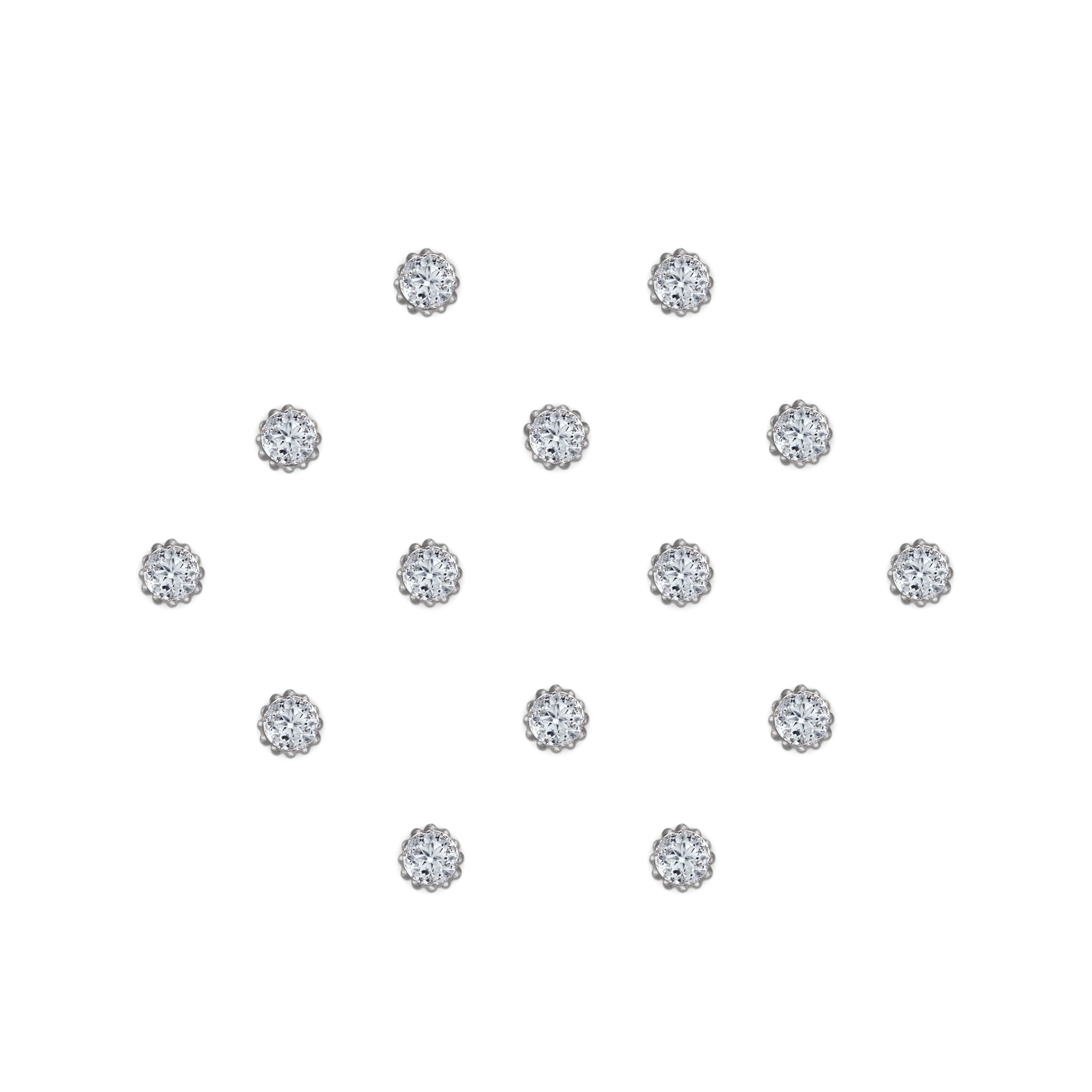 Comet Busters Silver stone bindis featuring round sparkling gemstone-style dot