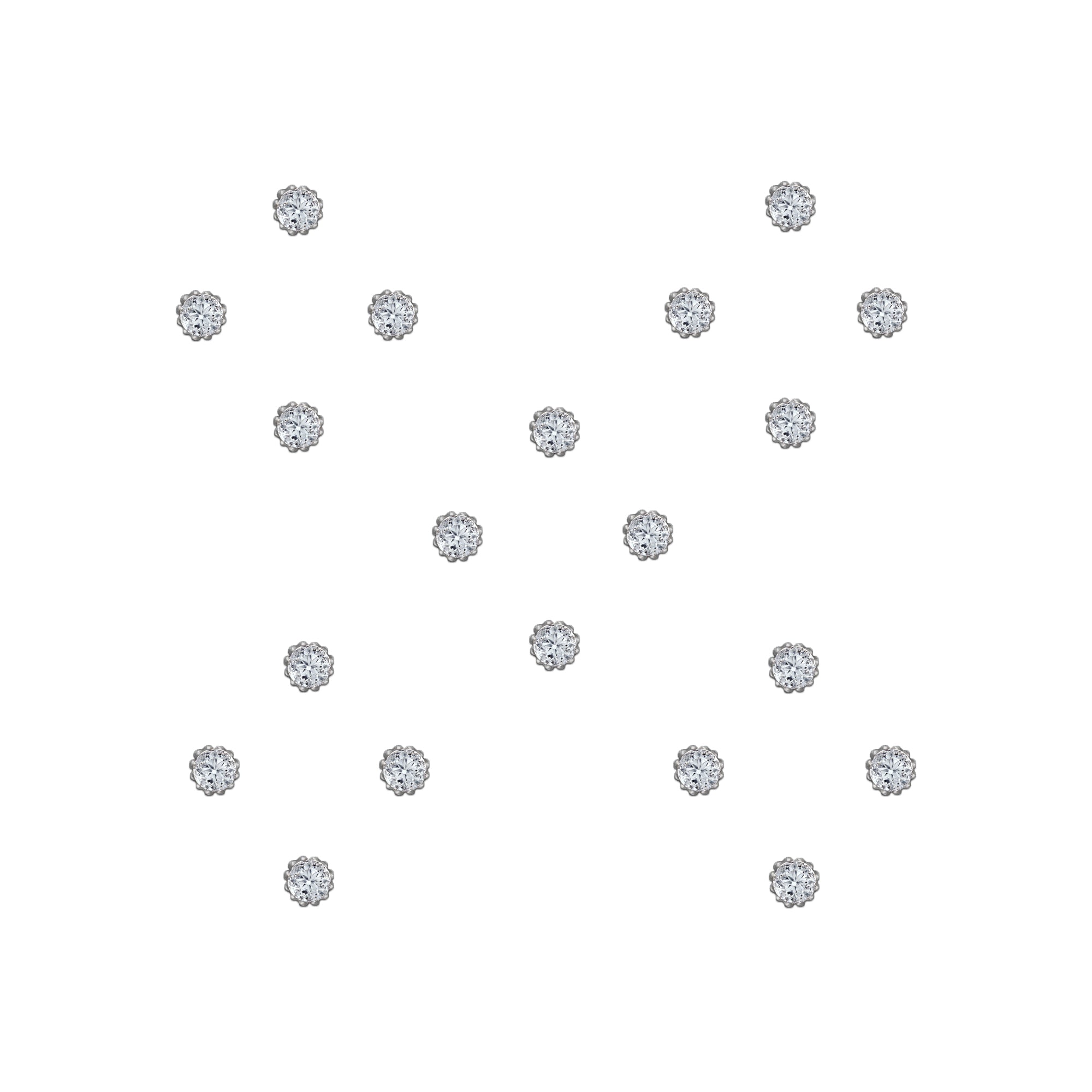 Comet Busters Silver stone bindis featuring round sparkling Bindis