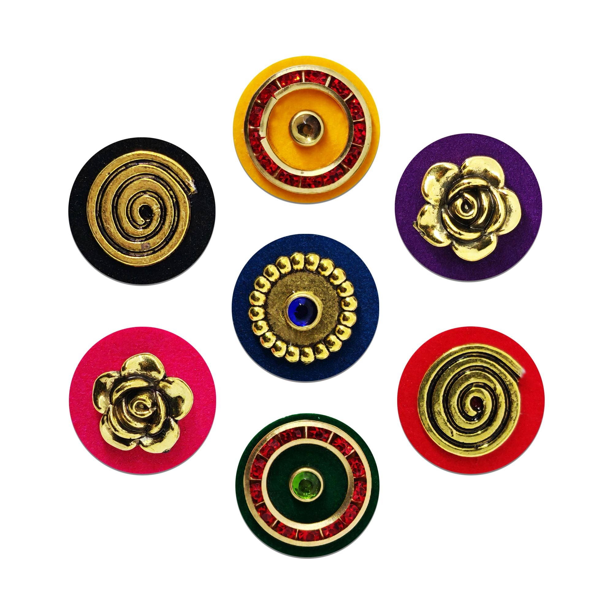 Indira by Comet Busters® Antique Gold Spiral & Floral Designer Bindi Collection | Premium Velvet Bindis for Women & Girls