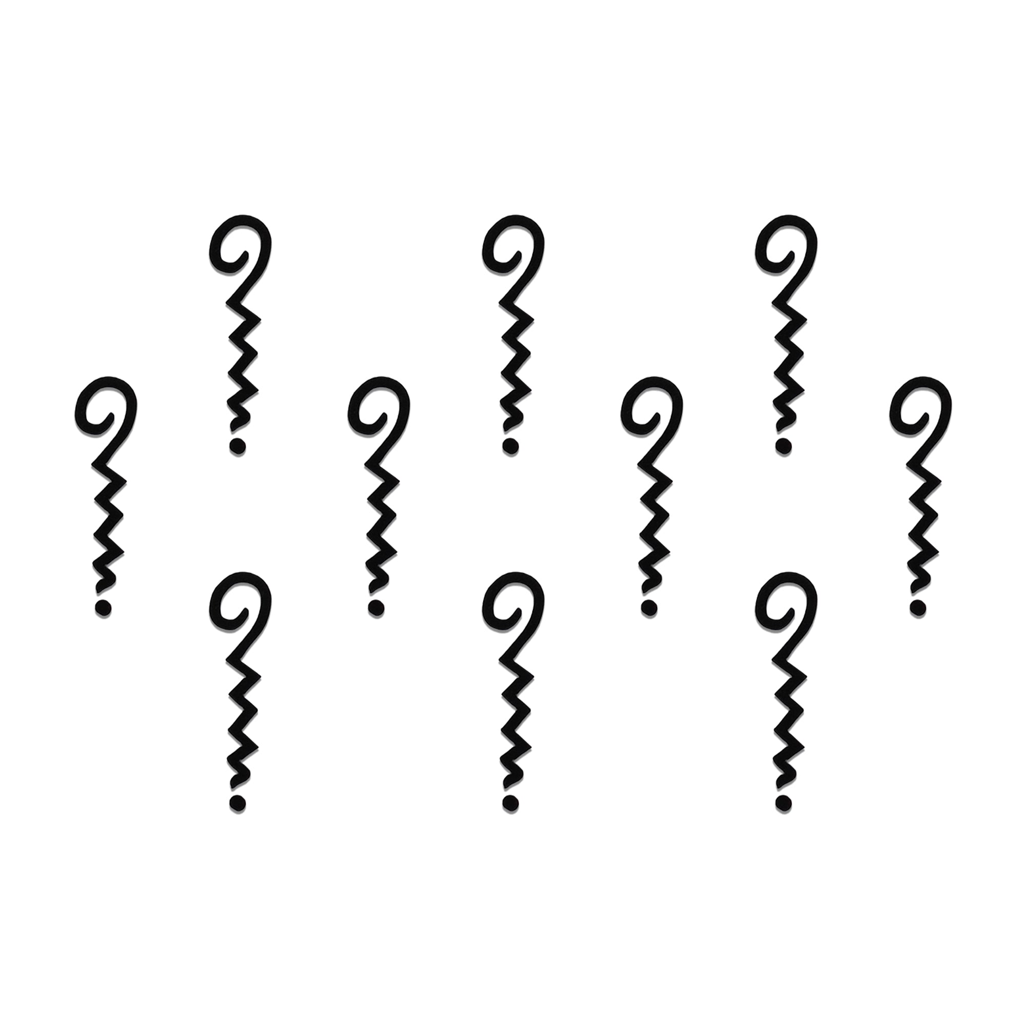 Comet Busters Abstract Spiral Zigzag Designer Black Bindi featuring a curled spiral top, bold zigzag vertical pattern, and a finishing dot at the base. Self-adhesive black designer bindis for women and girls, ideal for festivals, weddings, parties, cultural events, office wear, classical dance, and contemporary Indo-western ethnic fashion.