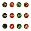 Indira Spiritual Bindis – Premium Designer Multicolor Velvet Om Shree Swastik Bindis (13mm)-12 Round Bindis Forehead Stickers for Women & Girls (INDI033)