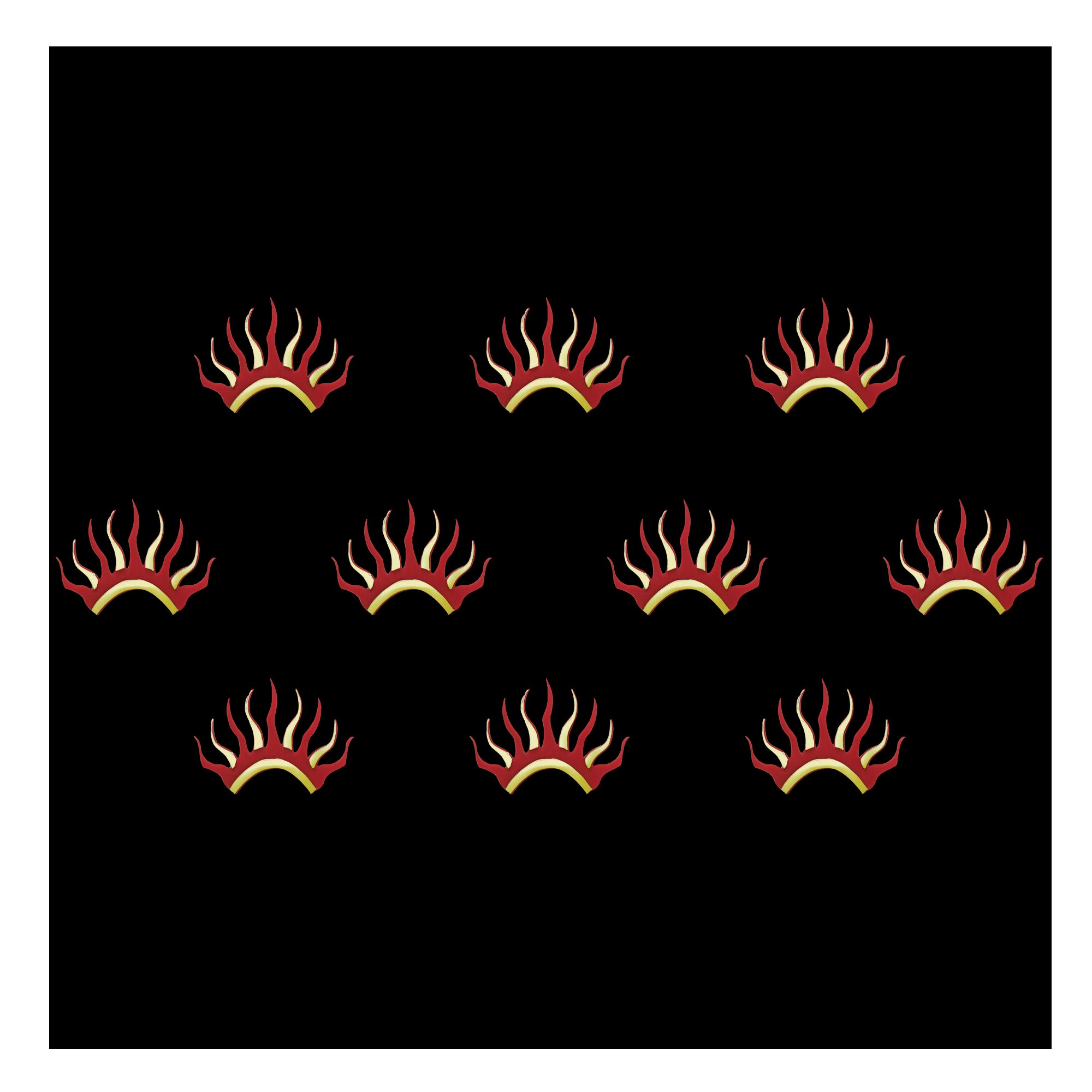 Red and gold sunray designer bindis for women